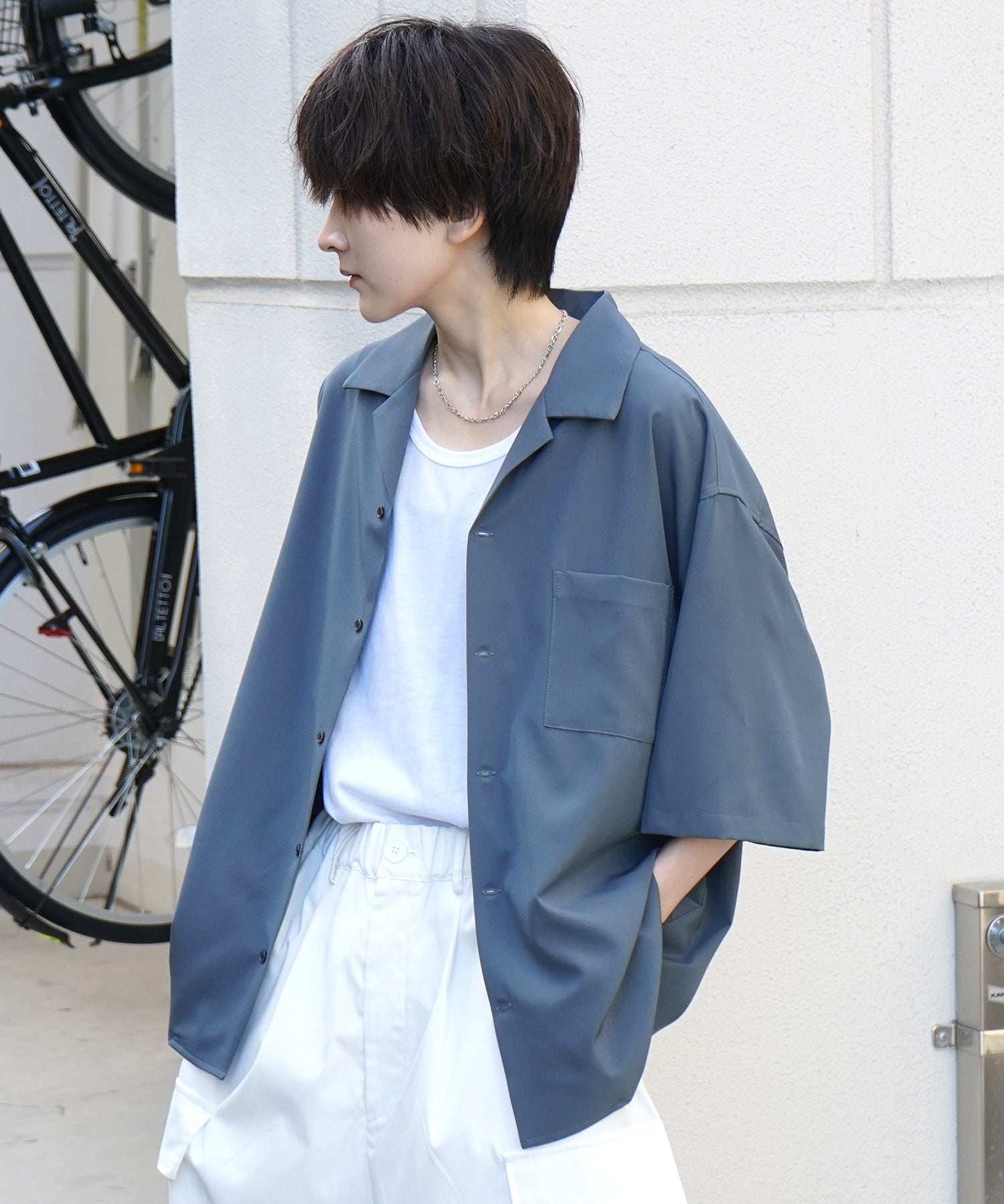 25SS 4WAYストレッチ オープンカラールーズシャツ