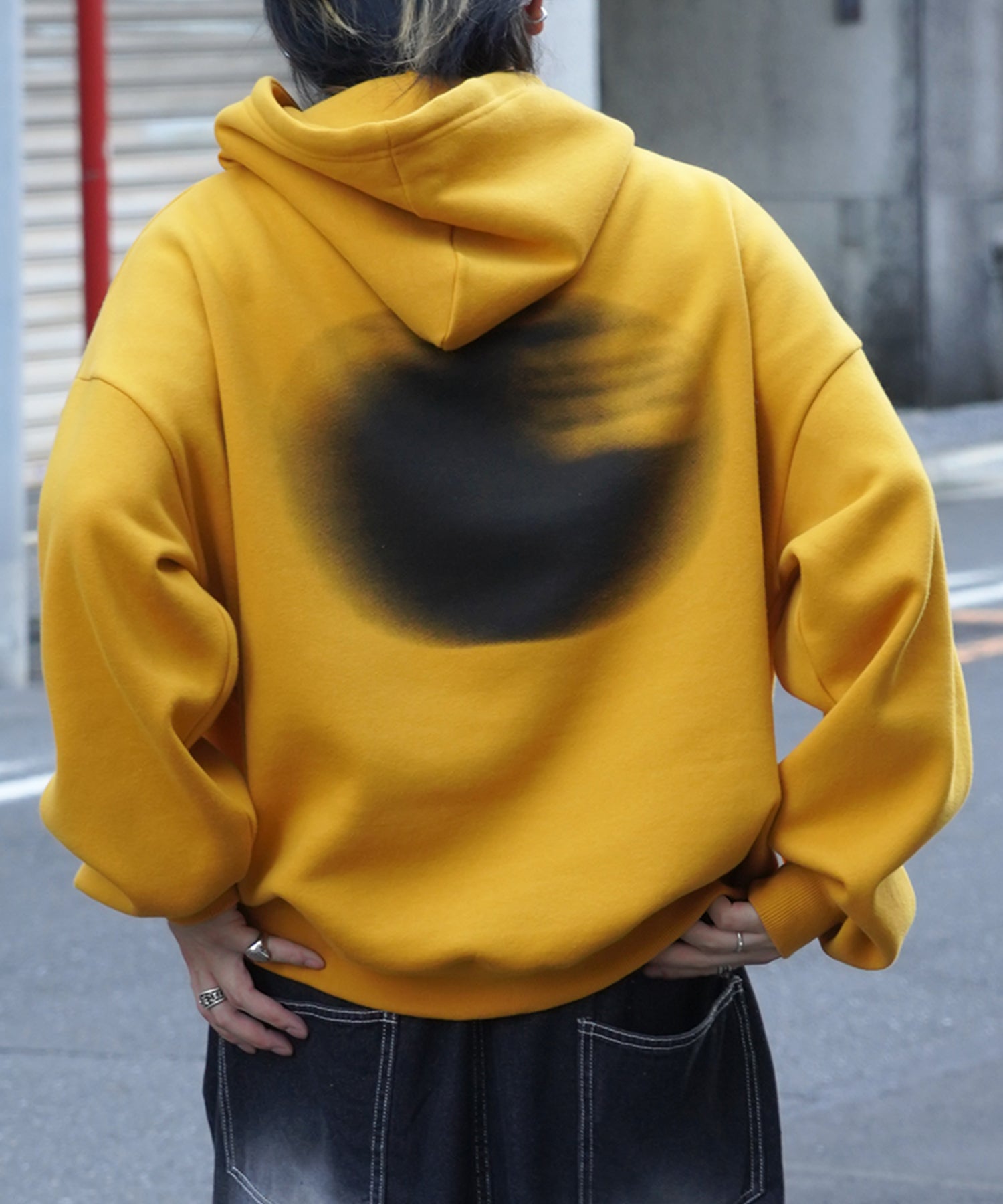 ビッグシルエット フェード8ボール バックプリントパーカー