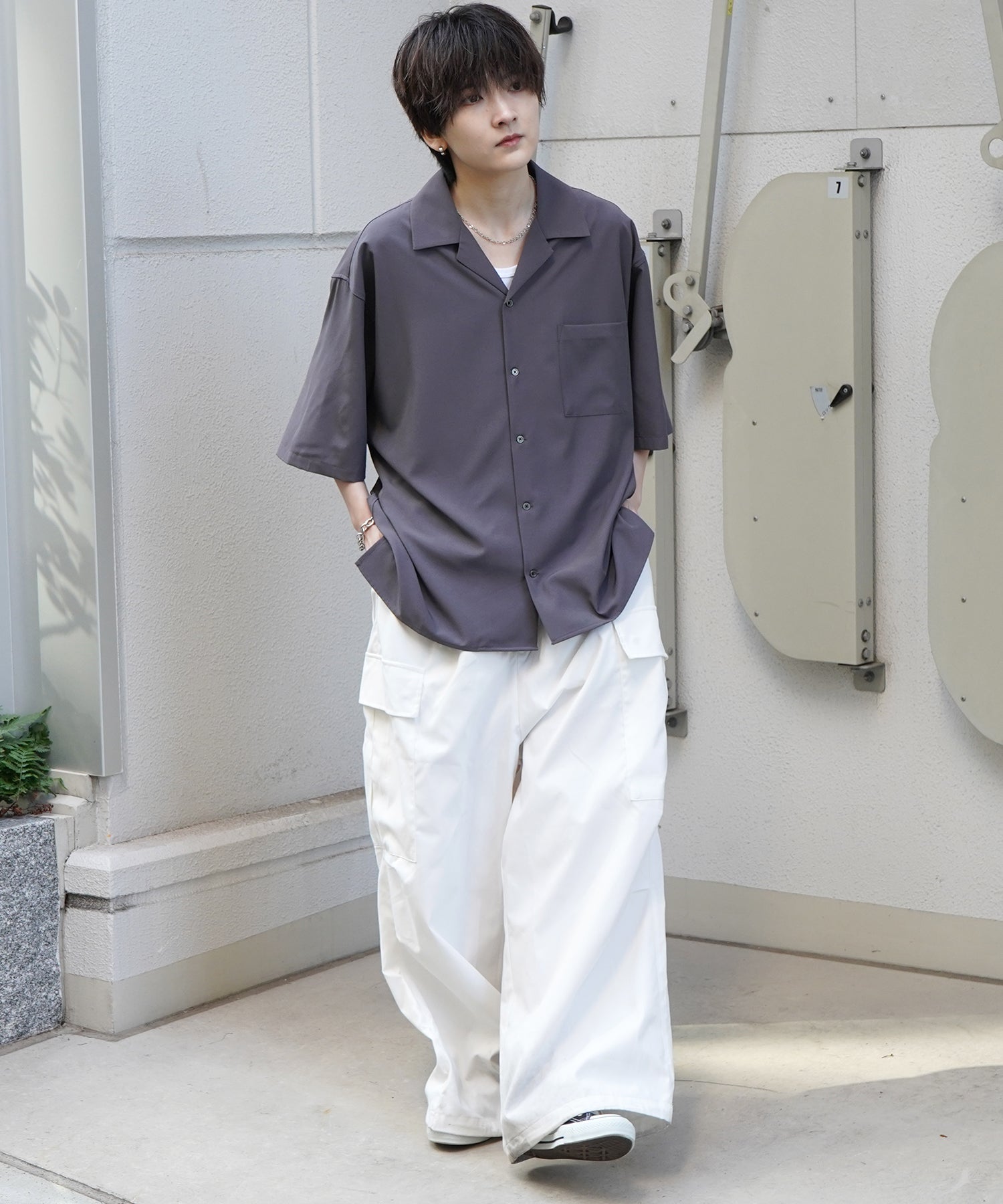 25SS 4WAYストレッチ オープンカラールーズシャツ