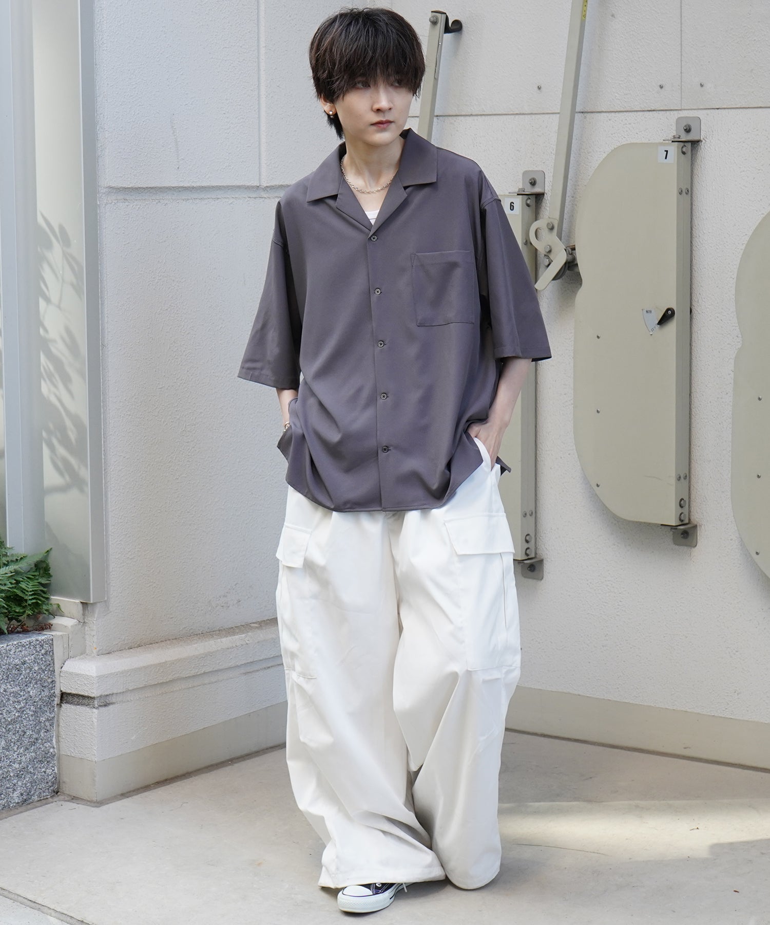 25SS 4WAYストレッチ オープンカラールーズシャツ