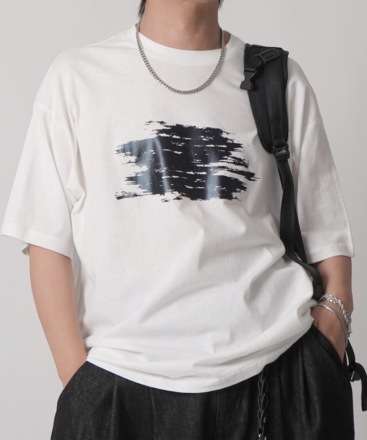 25SS アブストラクトグラフィック箔プリント 半袖Tシャツ