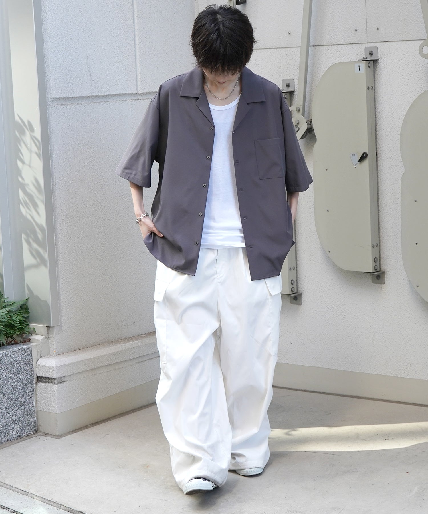 25SS 4WAYストレッチ オープンカラールーズシャツ