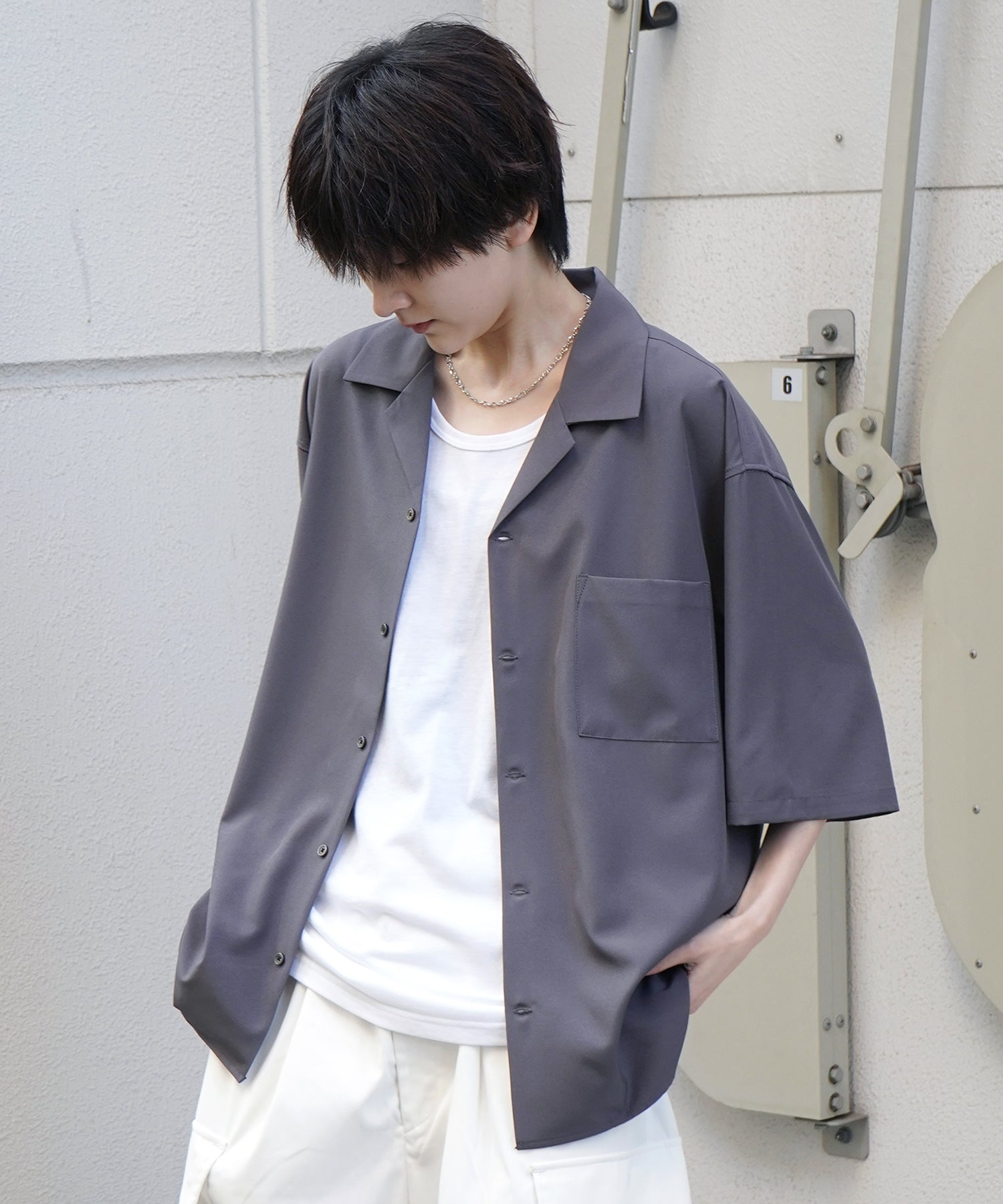 25SS 4WAYストレッチ オープンカラールーズシャツ