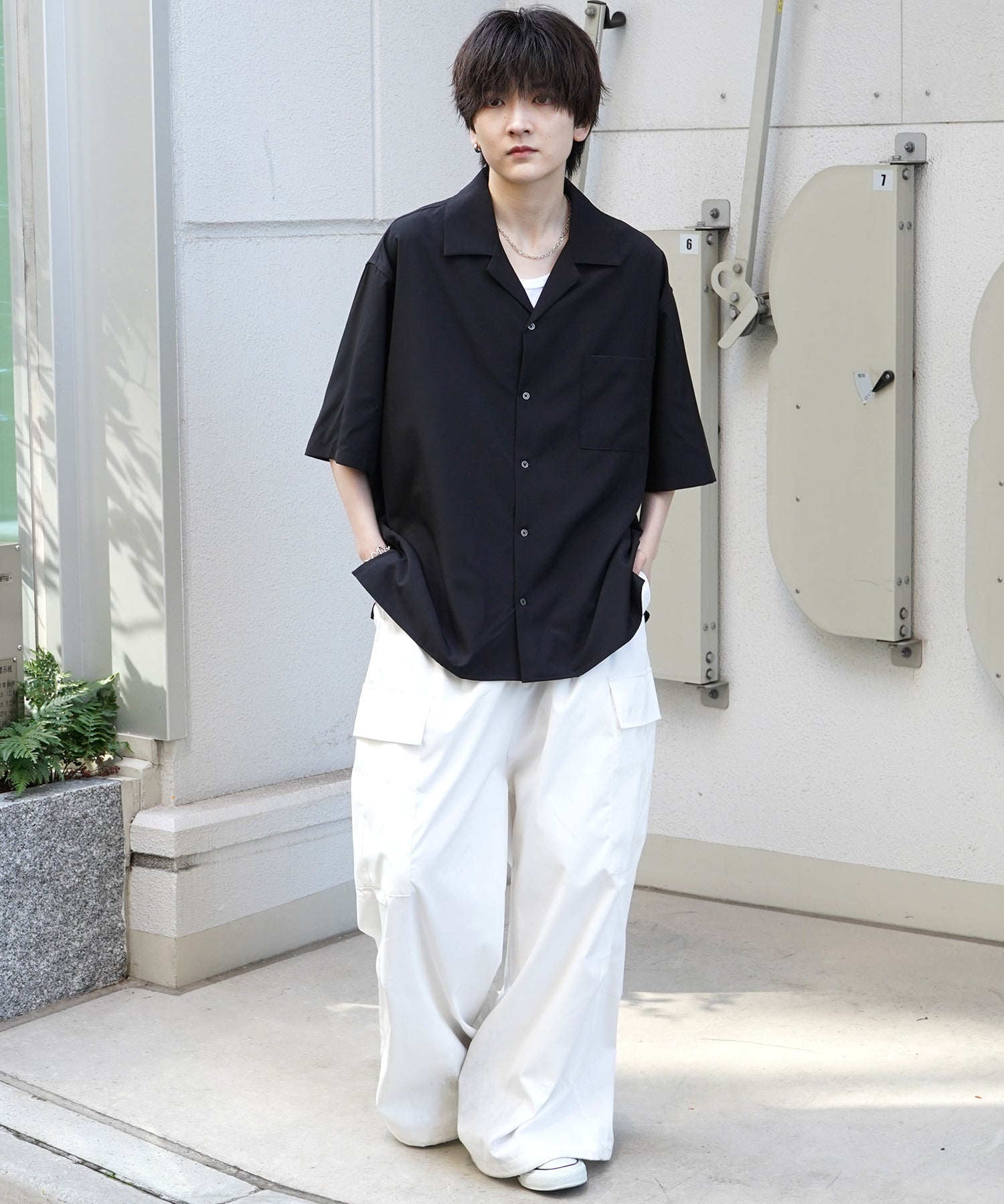 25SS 4WAYストレッチ オープンカラールーズシャツ