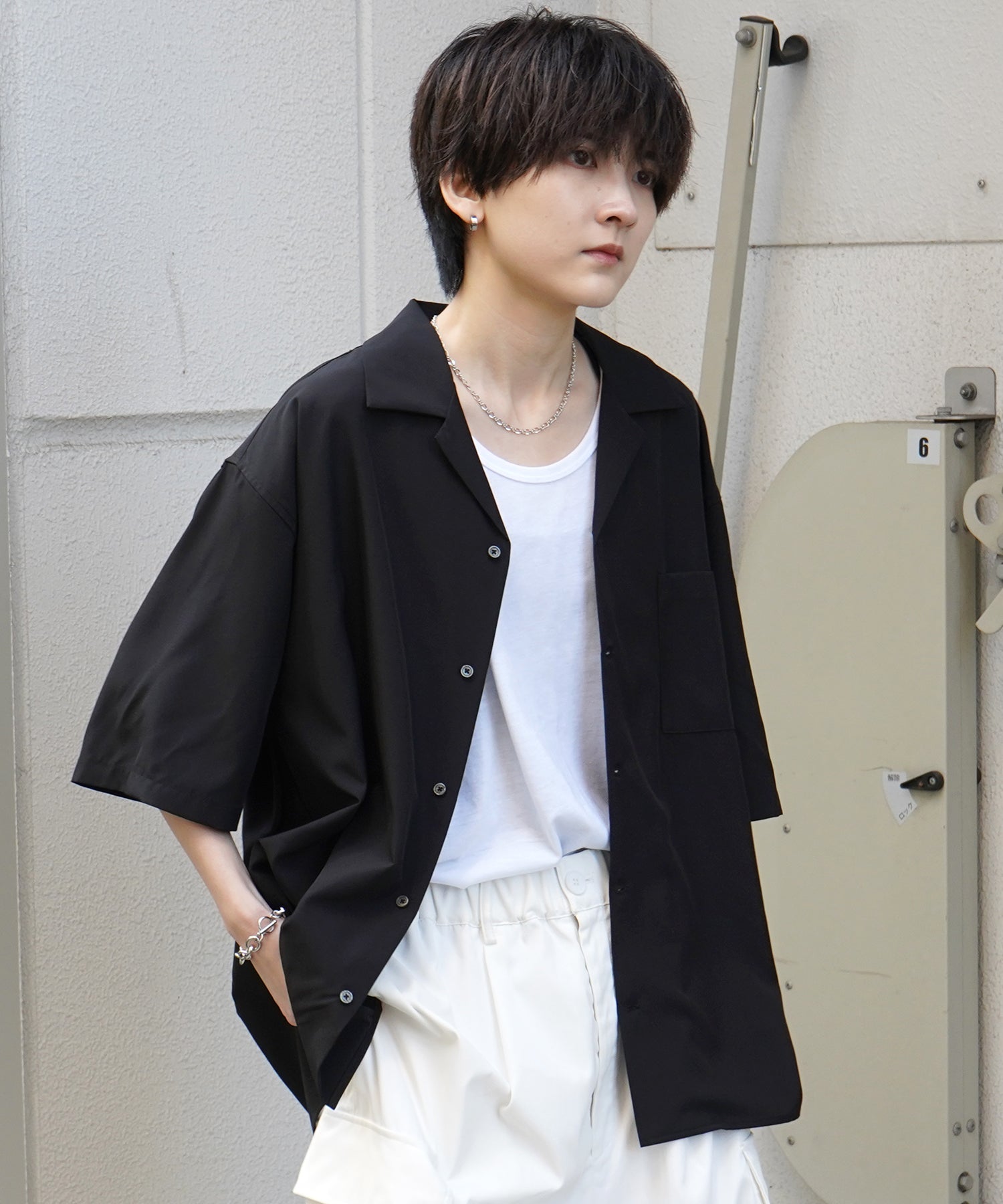 25SS 4WAYストレッチ オープンカラールーズシャツ