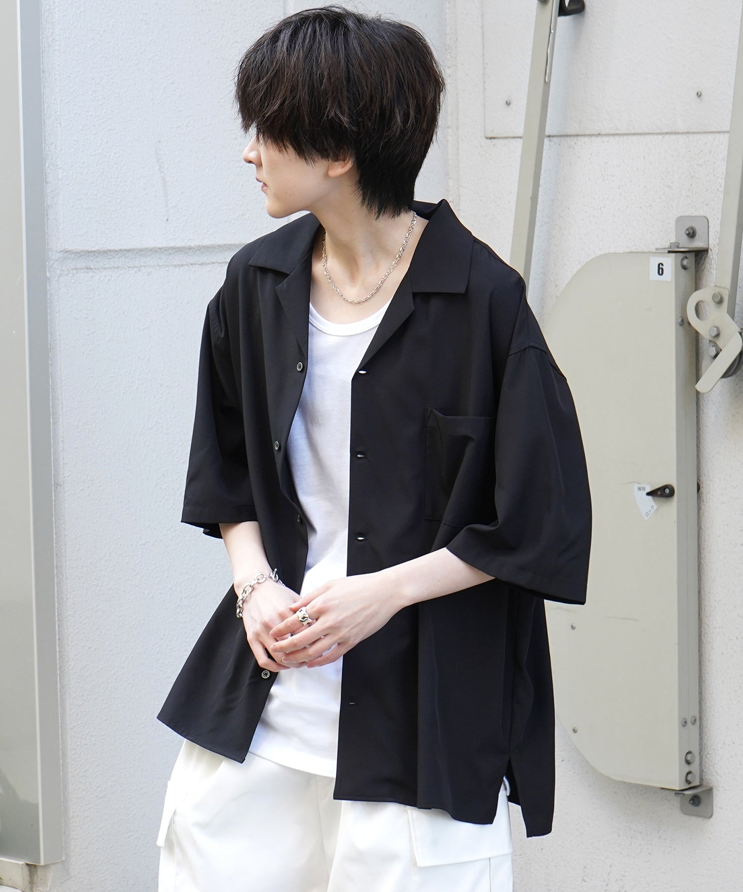 25SS 4WAYストレッチ オープンカラールーズシャツ