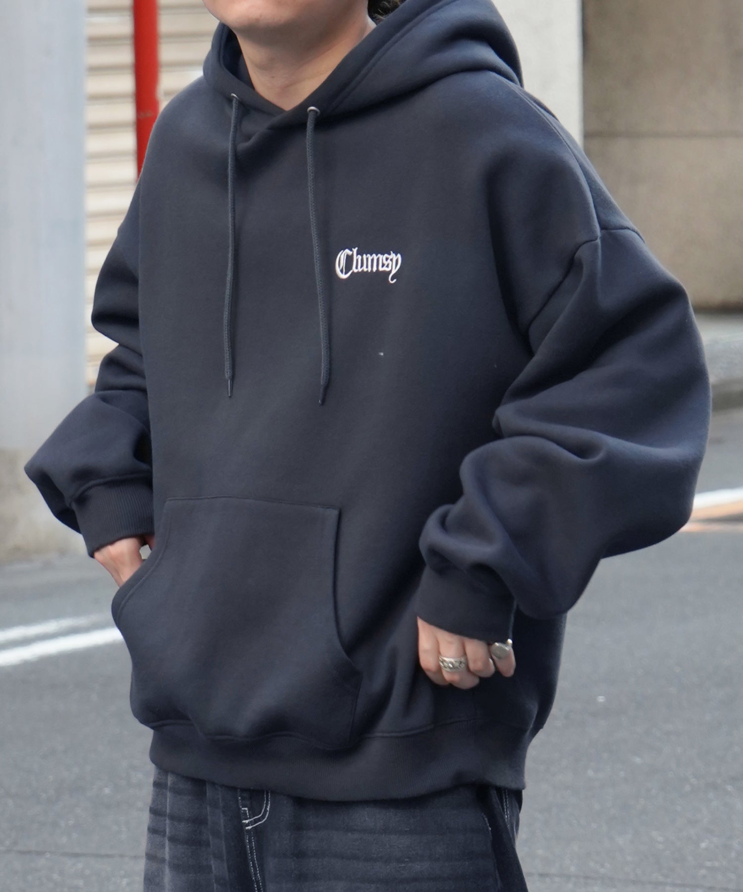 ビッグシルエット フェード8ボール バックプリントパーカー