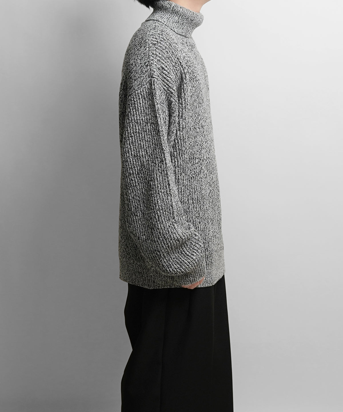 ルーズシルエット プルオーバー メランジタートルニット