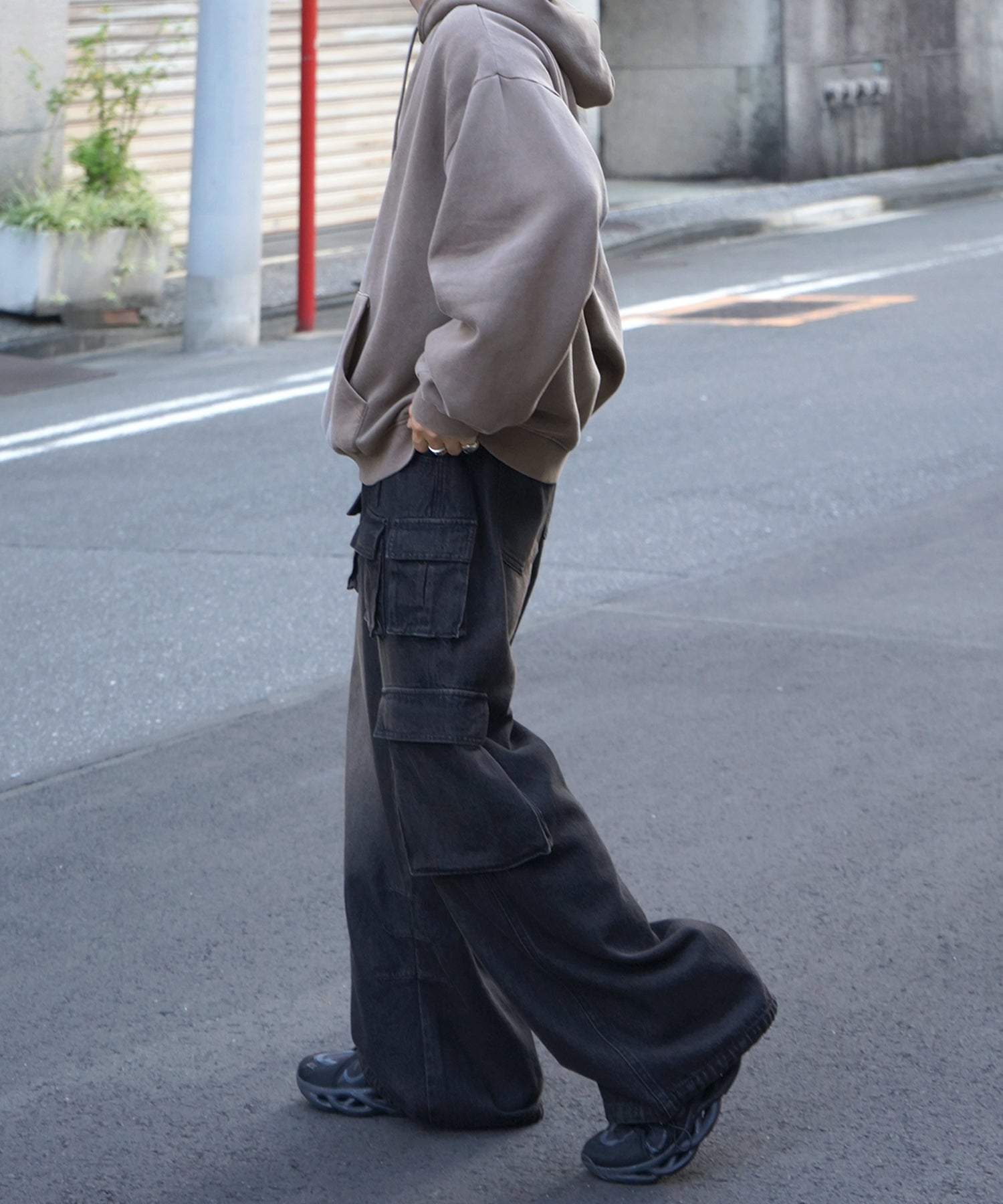 ヴィンテージライク ピグメント加工 ビッグシルエット フェードバックプリント プリントパーカー