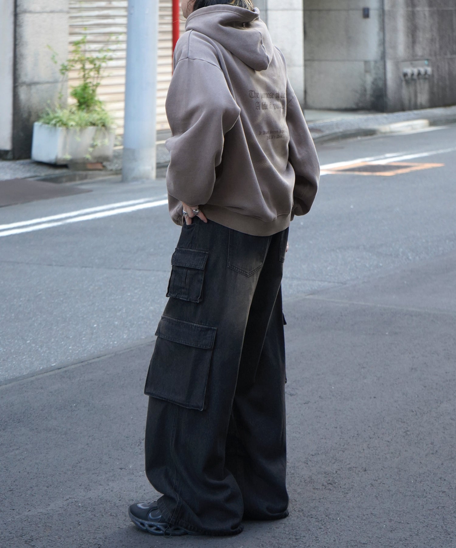 ヴィンテージライク ピグメント加工 ビッグシルエット フェードバックプリント プリントパーカー