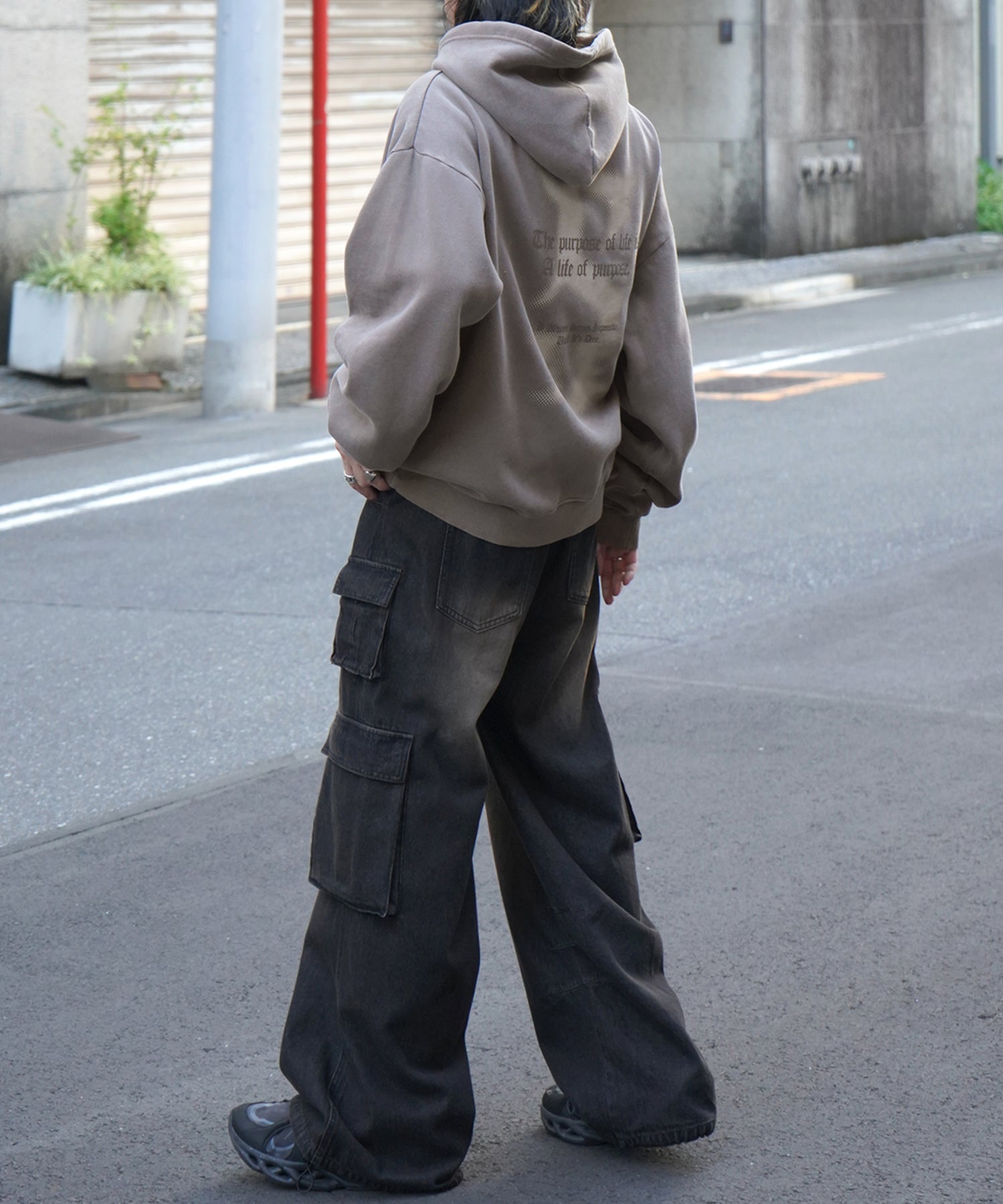 ヴィンテージライク ピグメント加工 ビッグシルエット フェードバックプリント プリントパーカー