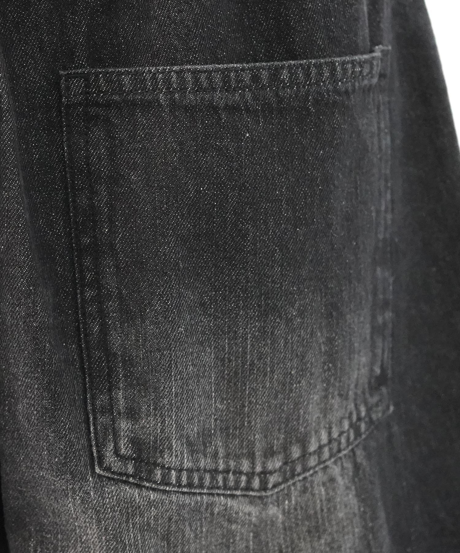 25SS【96thes】サイドカットオフ ワイドルーズデニムパンツ