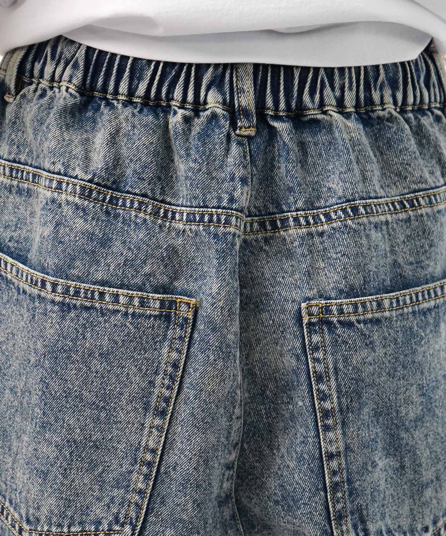 25SS【96thes】サイドカットオフ ワイドルーズデニムパンツ