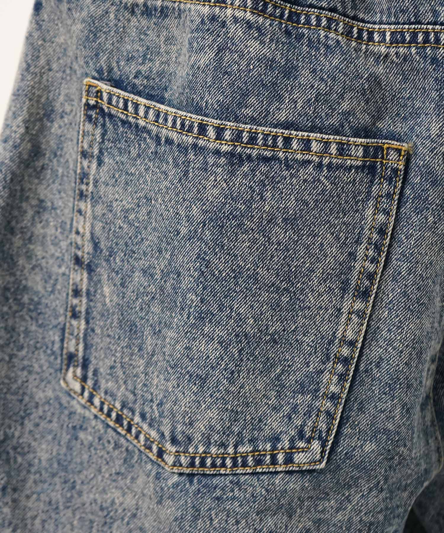 25SS【96thes】サイドカットオフ ワイドルーズデニムパンツ