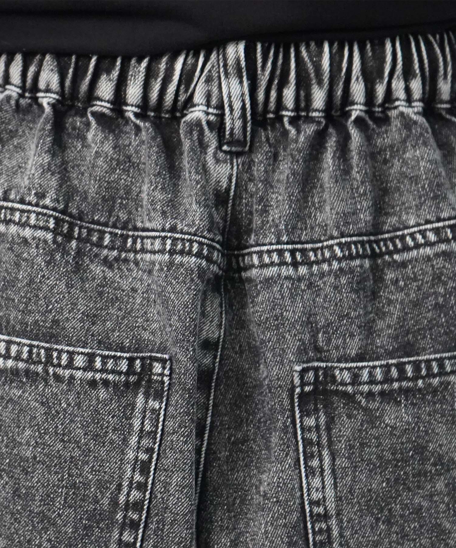 25SS【96thes】サイドカットオフ ワイドルーズデニムパンツ