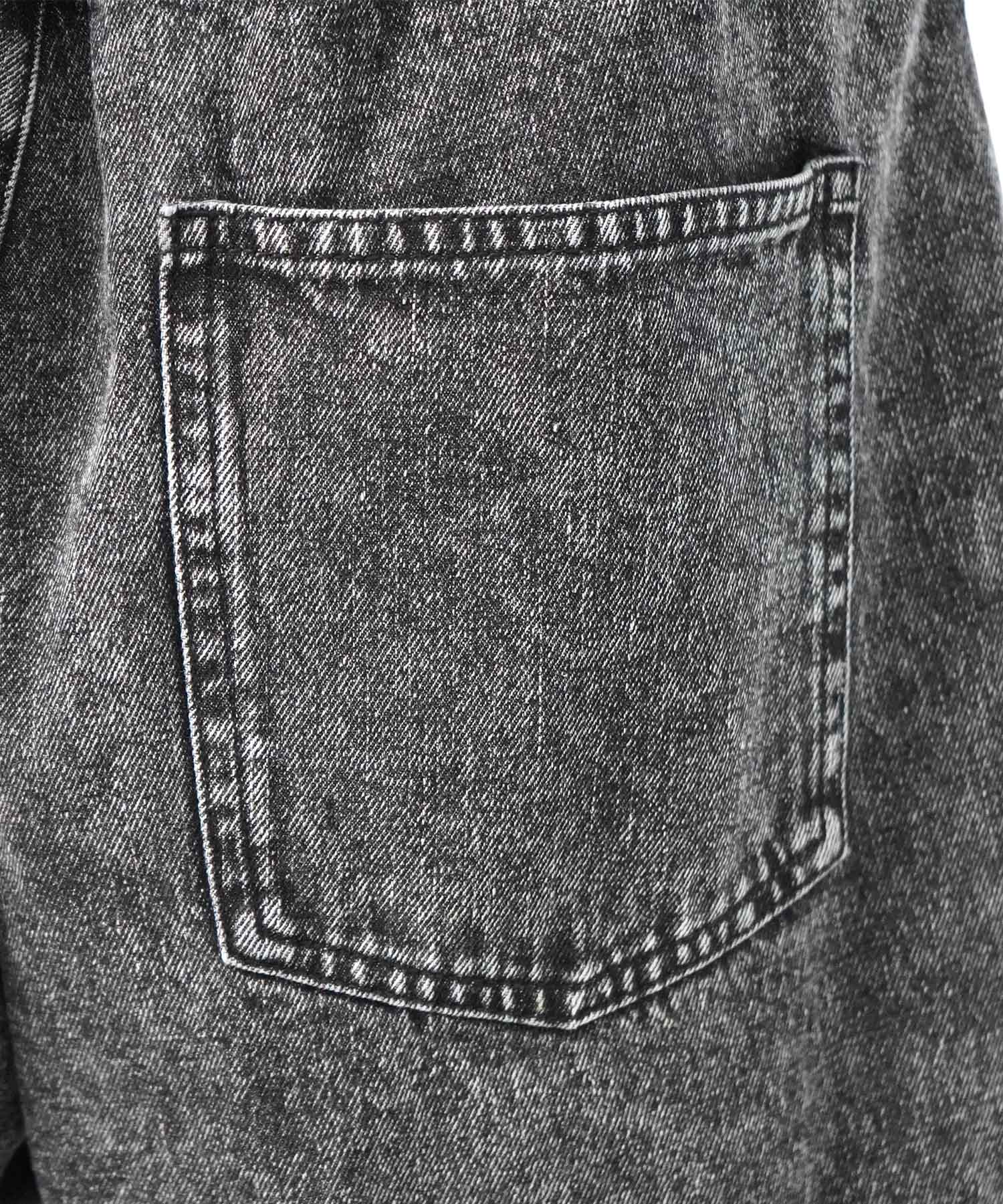 25SS【96thes】サイドカットオフ ワイドルーズデニムパンツ