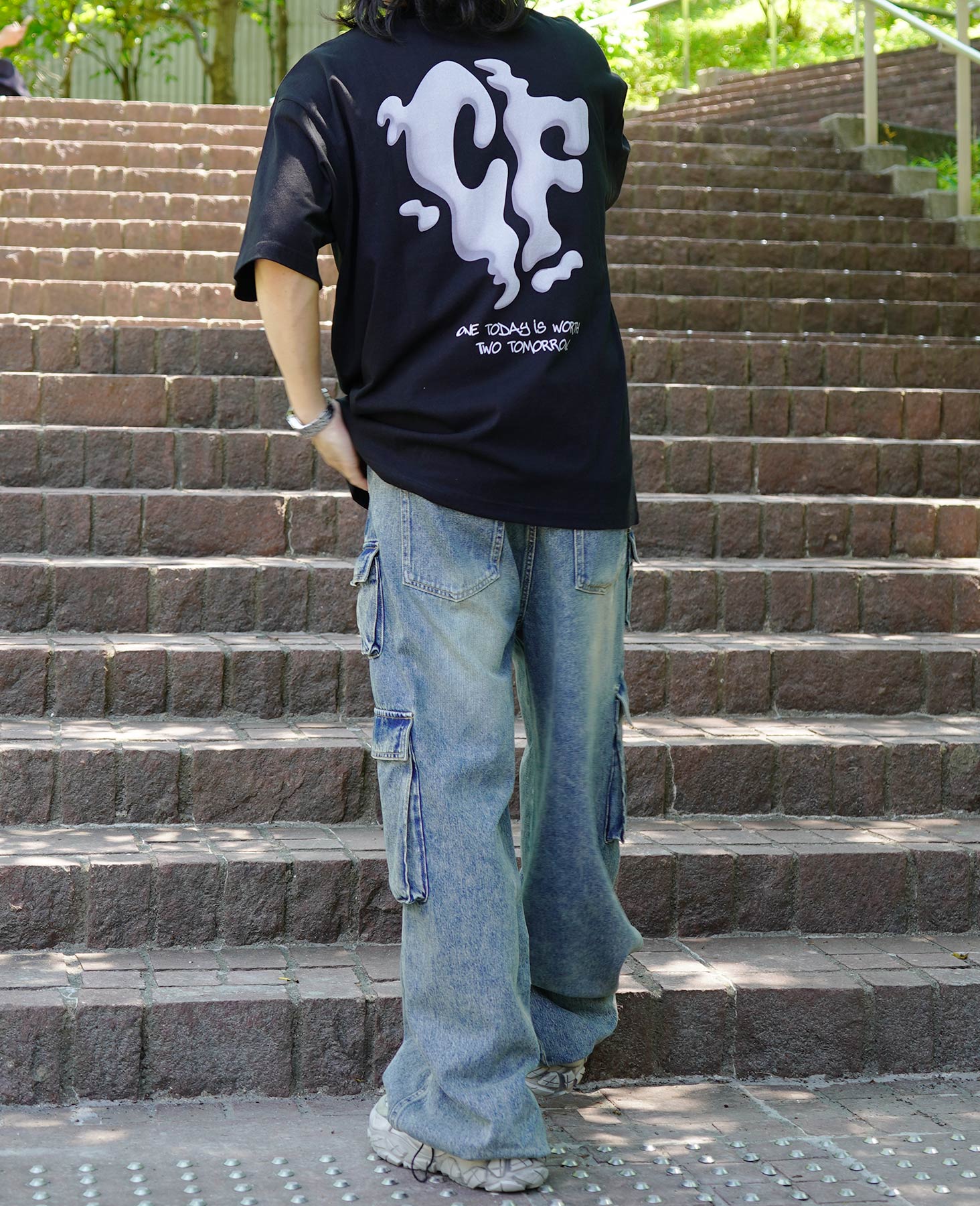 25SS スモークモチーフ ビッグシルエット バックプリント 半袖Tシャツ ワンポイント