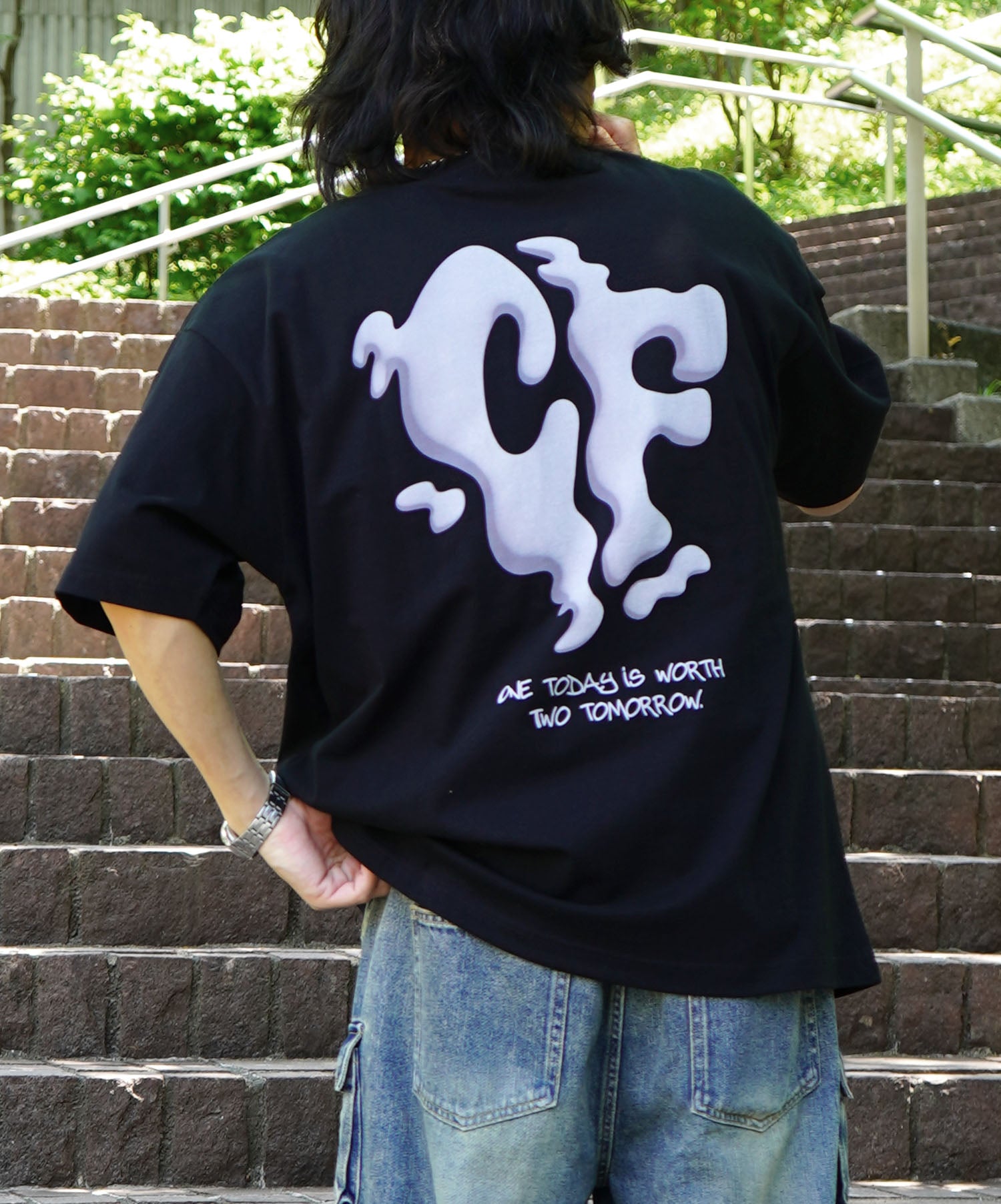 25SS スモークモチーフ ビッグシルエット バックプリント 半袖Tシャツ ワンポイント