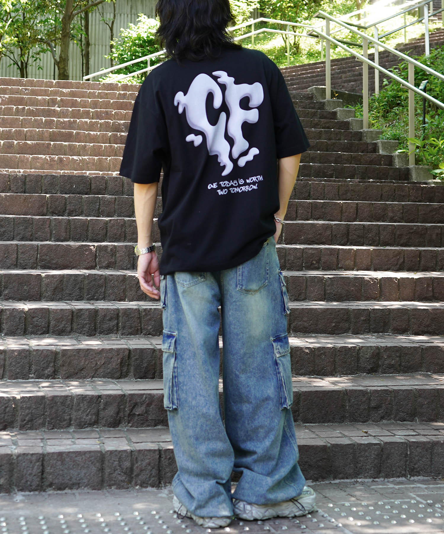 25SS スモークモチーフ ビッグシルエット バックプリント 半袖Tシャツ ワンポイント