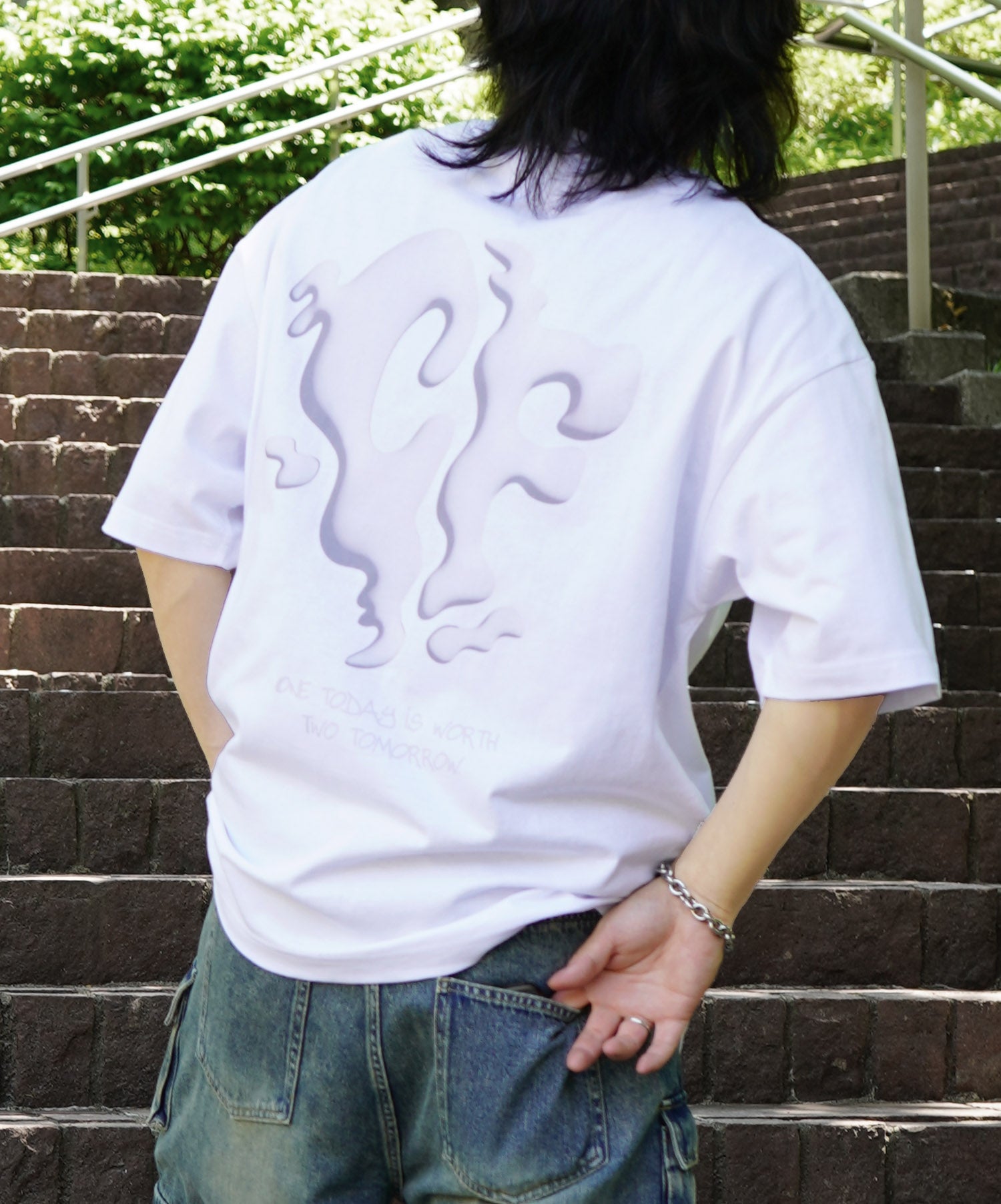 25SS スモークモチーフ ビッグシルエット バックプリント 半袖Tシャツ ワンポイント