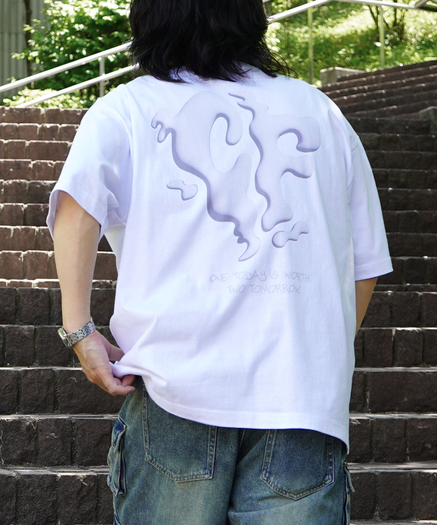 25SS スモークモチーフ ビッグシルエット バックプリント 半袖Tシャツ ワンポイント
