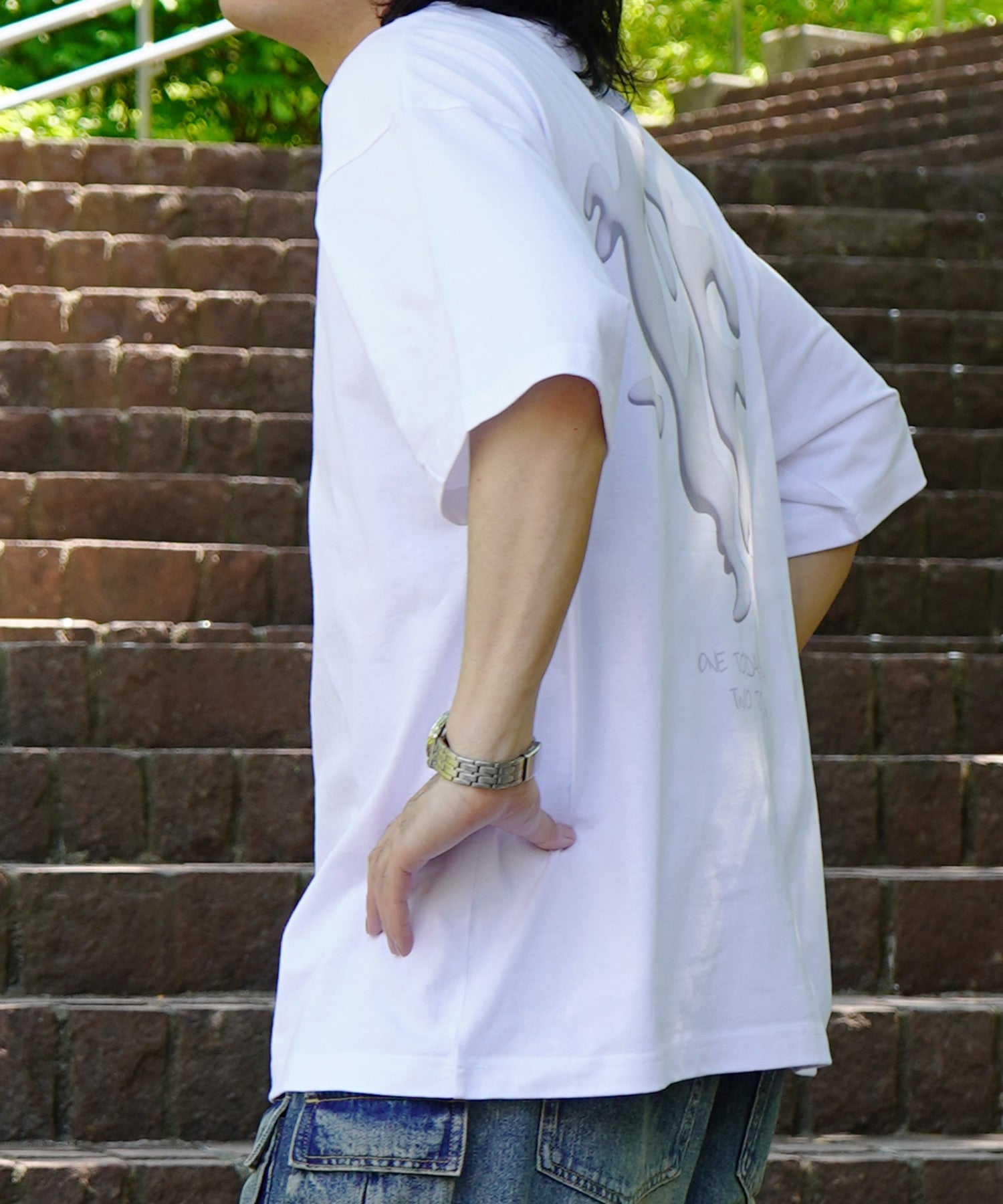 25SS スモークモチーフ ビッグシルエット バックプリント 半袖Tシャツ ワンポイント