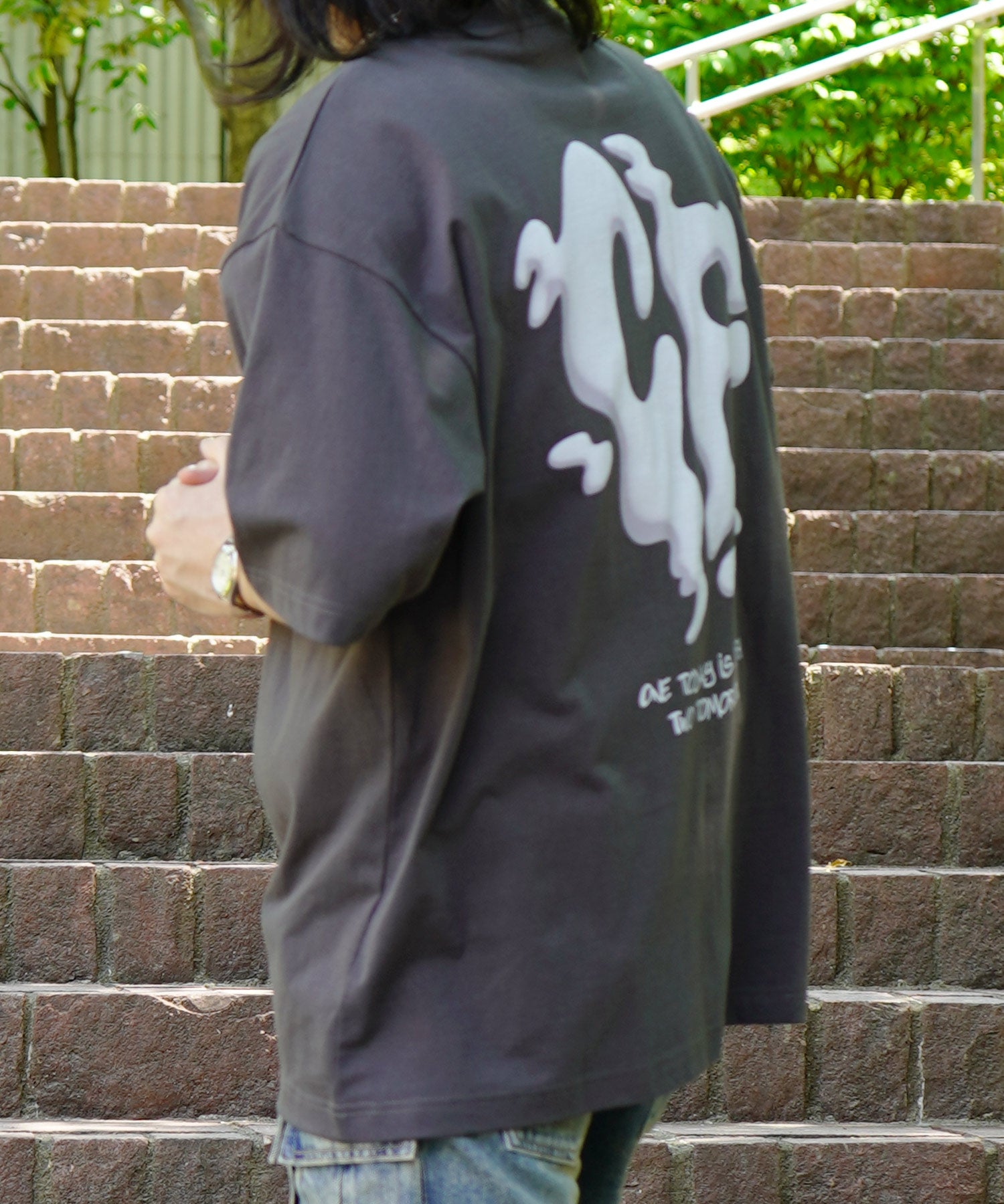 25SS スモークモチーフ ビッグシルエット バックプリント 半袖Tシャツ ワンポイント