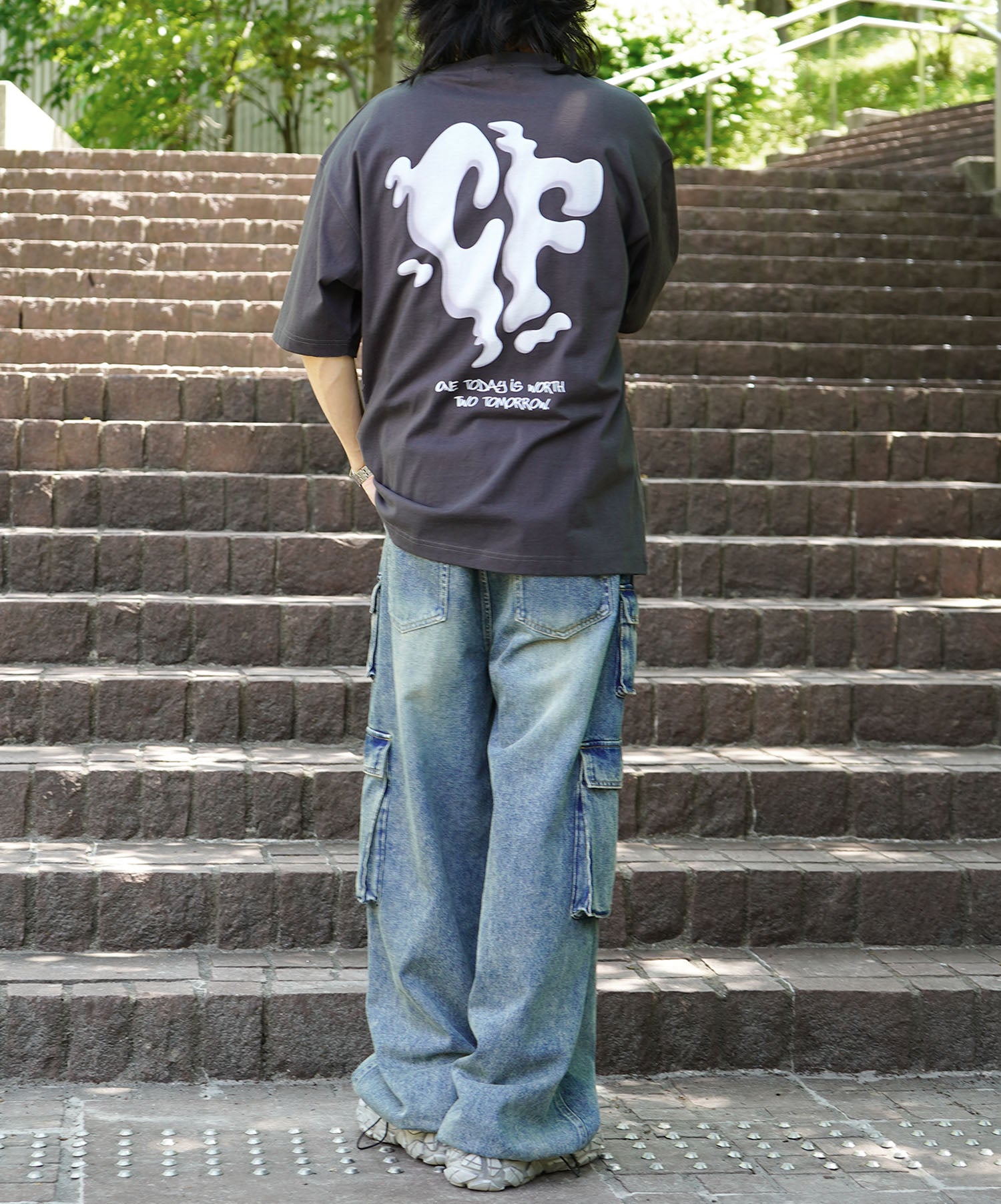 25SS スモークモチーフ ビッグシルエット バックプリント 半袖Tシャツ ワンポイント