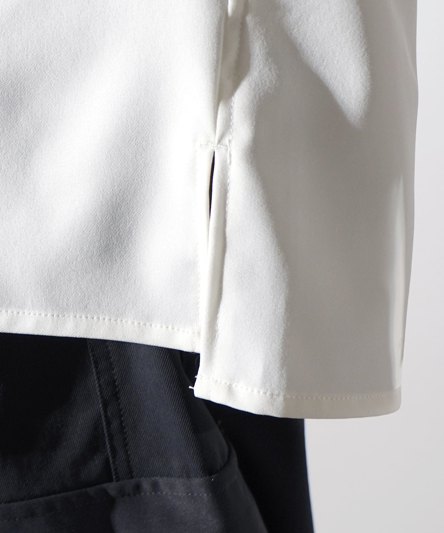 ビッグシルエット メタルボタン ドレープとろみ オープンカラー半袖シャツ