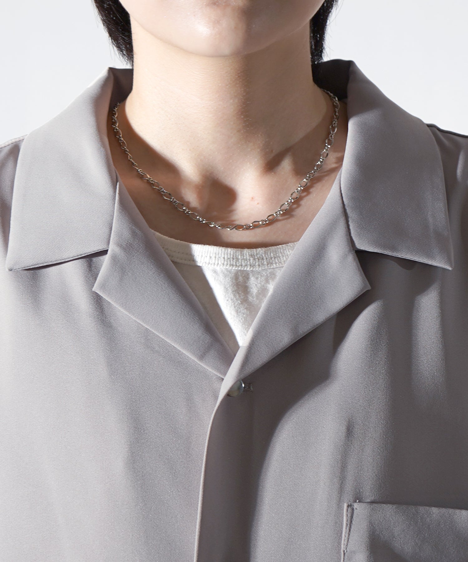 ビッグシルエット メタルボタン ドレープとろみ オープンカラー半袖シャツ