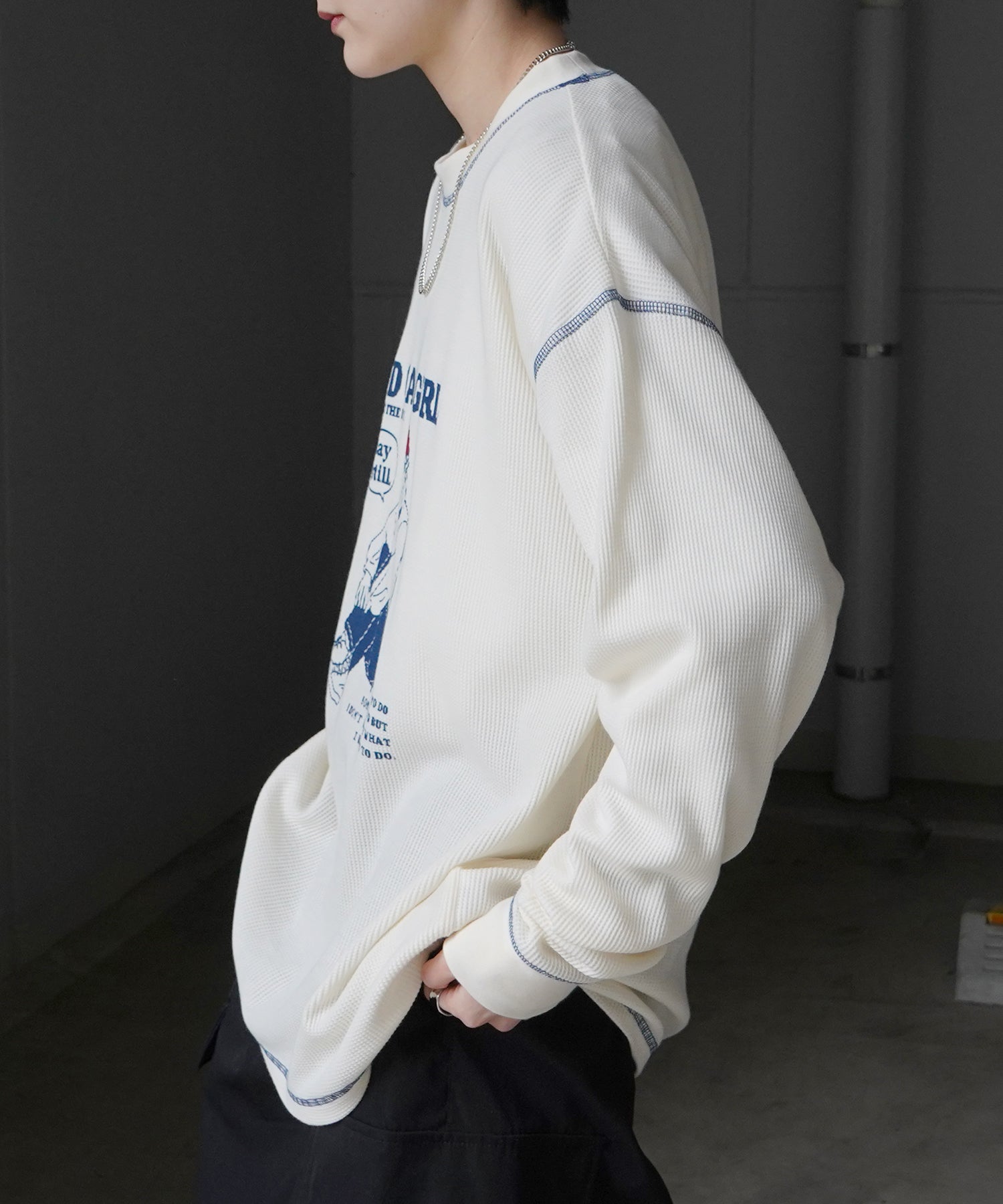 【RED CAP GIRL】25SS アウトステッチ ビッグシルエットワッフルロンT