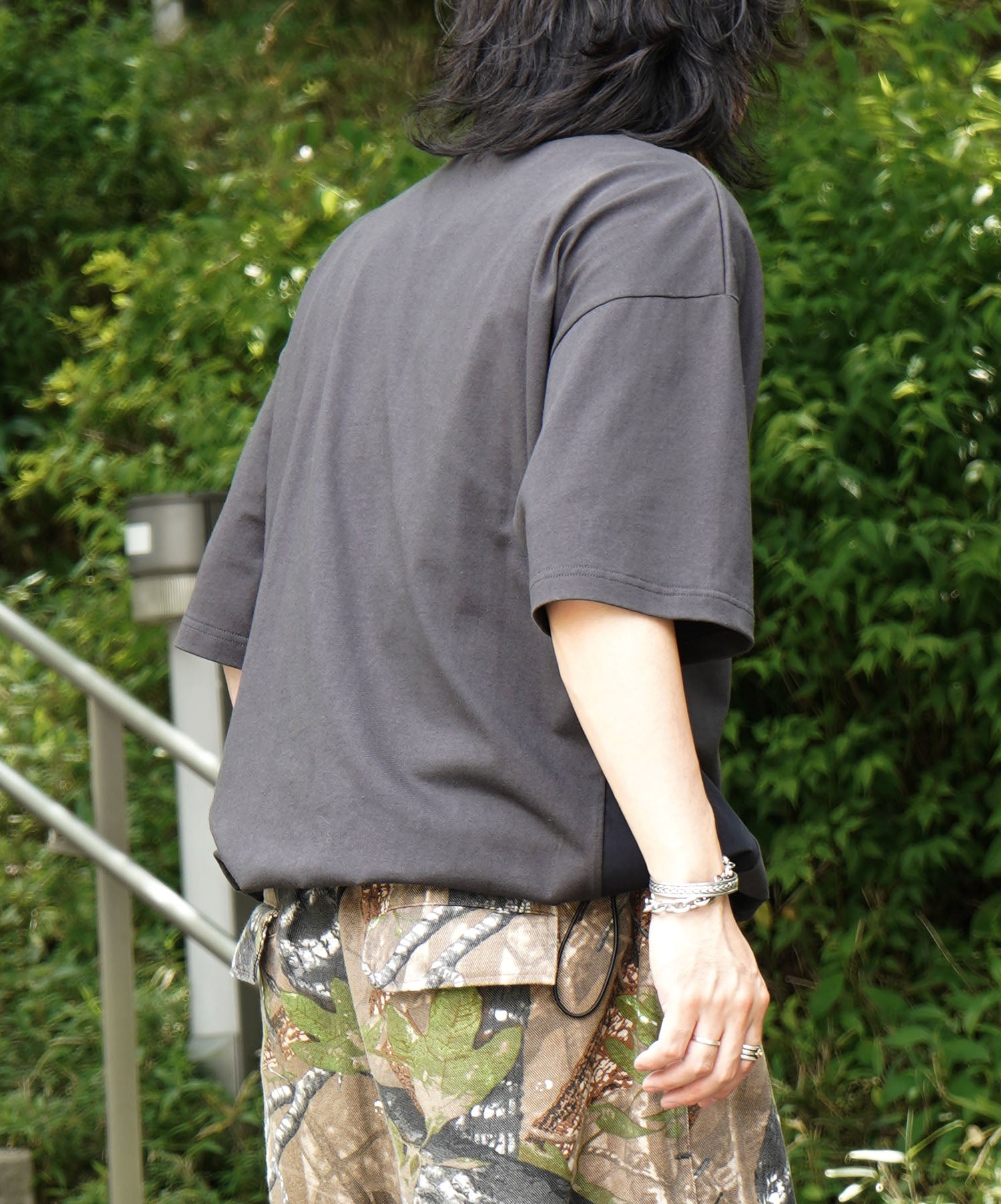 25SS【INHABITANT】ビッグシルエット ワンポイントプリント 半袖切替ポロシャツ