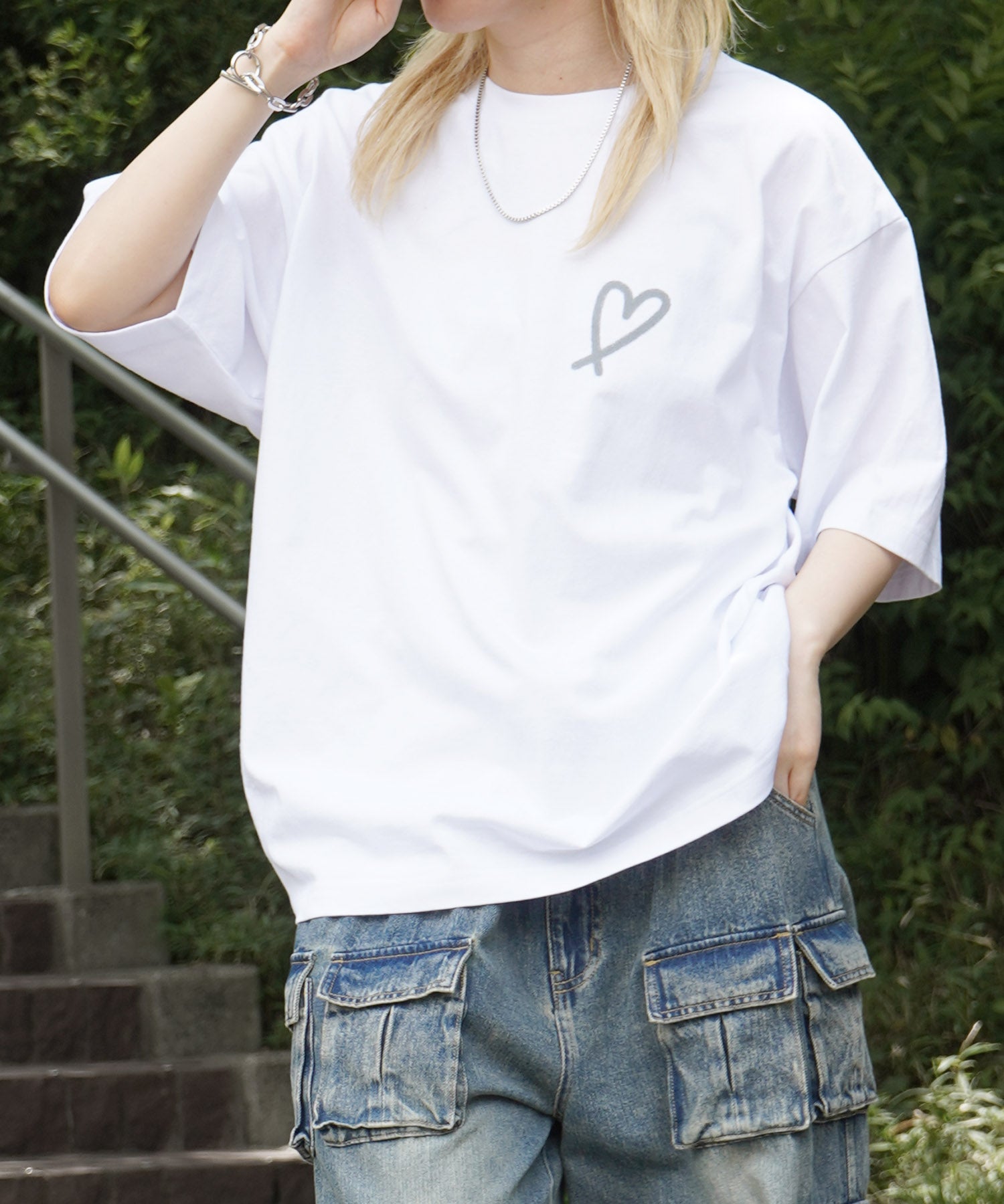 25SS スプレーハート ビッグシルエット バックプリント 半袖Tシャツ ワンポイント