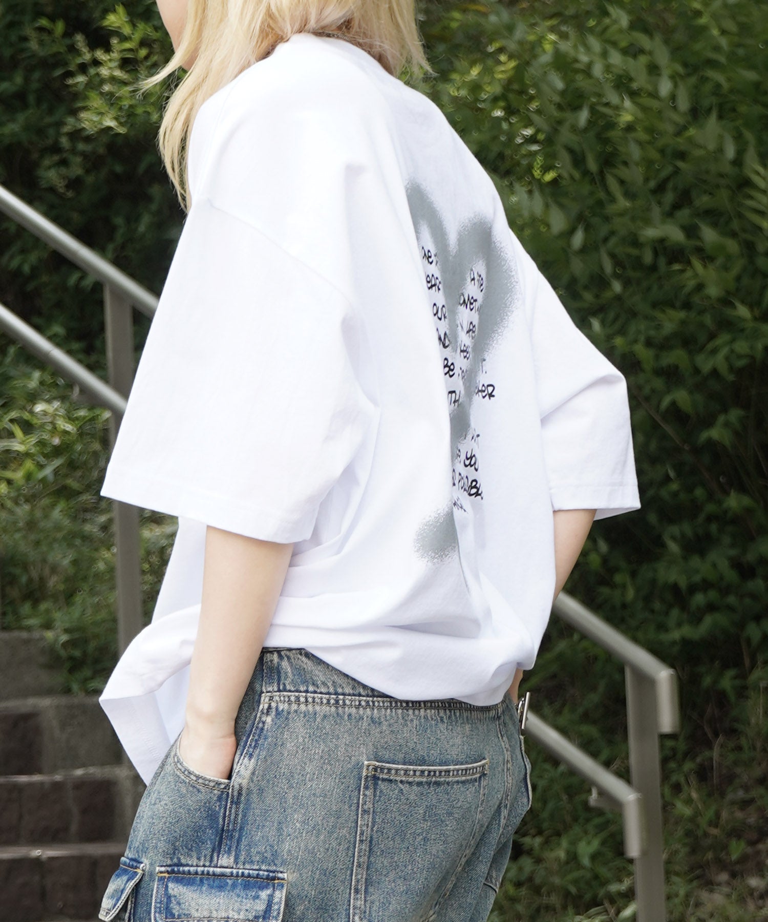 25SS スプレーハート ビッグシルエット バックプリント 半袖Tシャツ ワンポイント