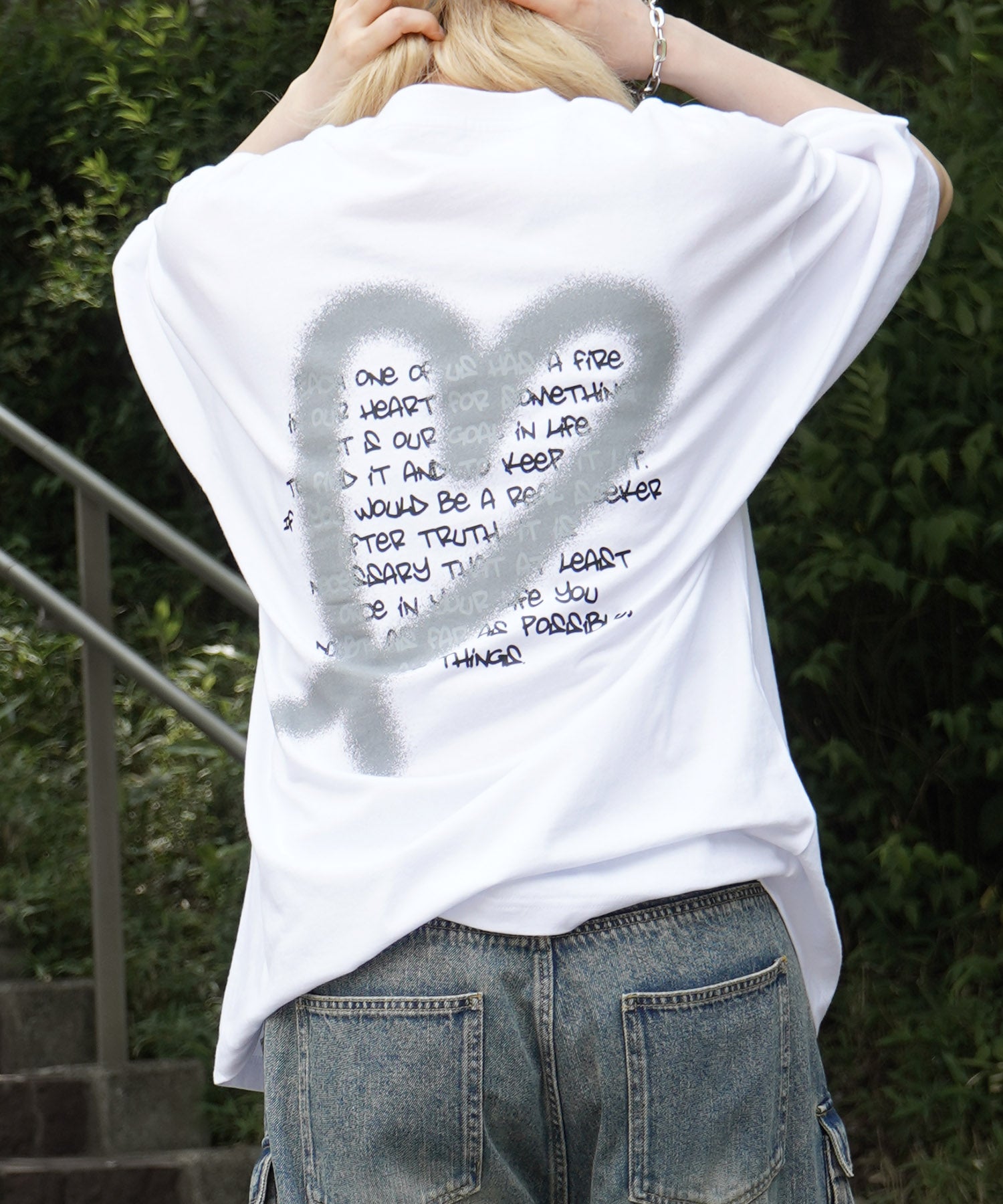 25SS スプレーハート ビッグシルエット バックプリント 半袖Tシャツ ワンポイント