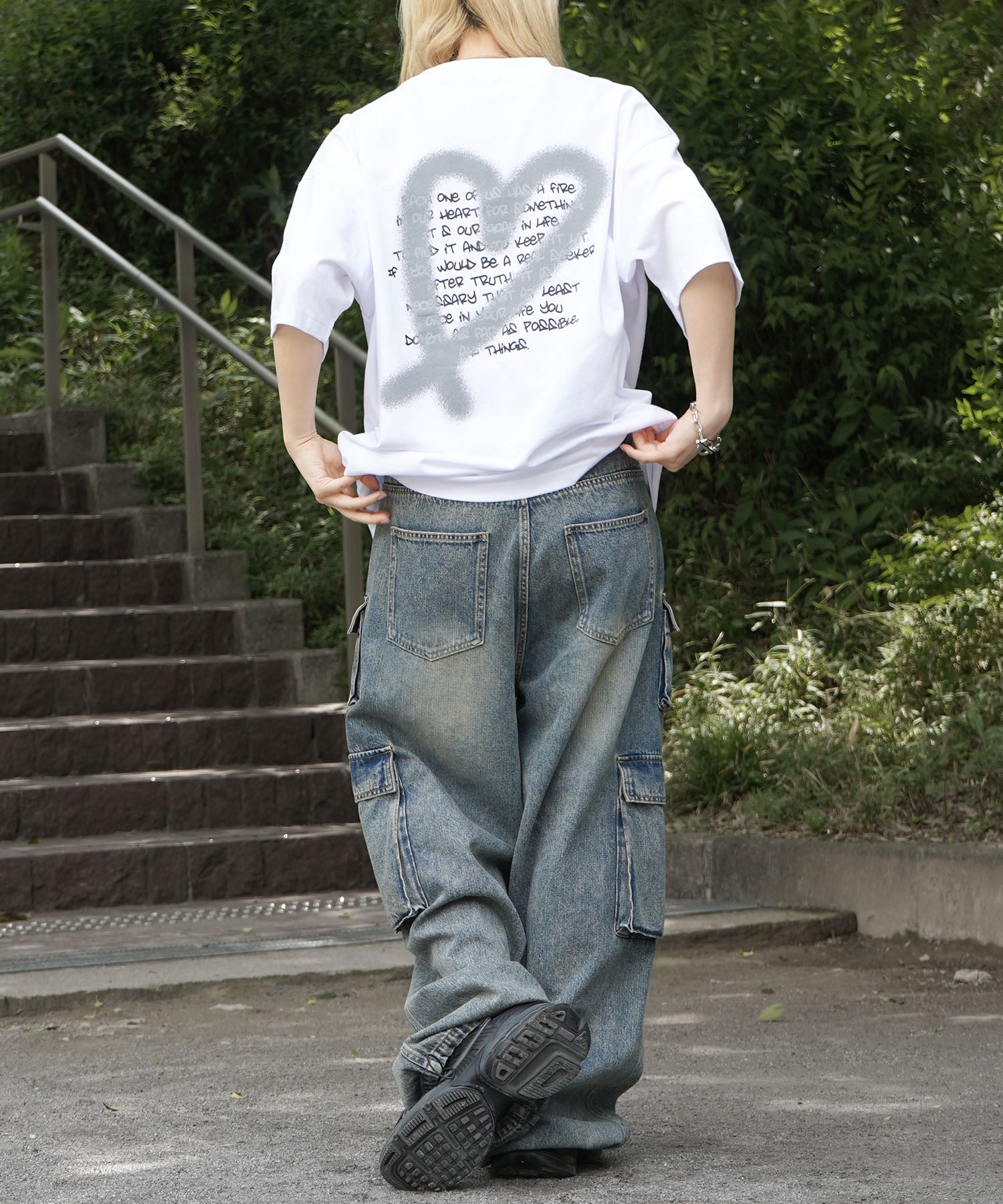25SS スプレーハート ビッグシルエット バックプリント 半袖Tシャツ ワンポイント