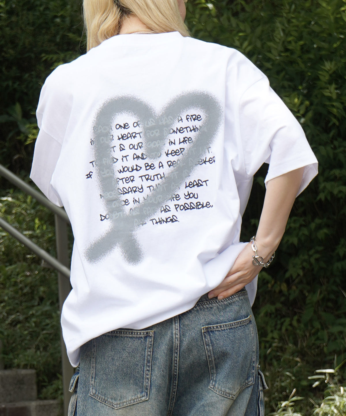 25SS スプレーハート ビッグシルエット バックプリント 半袖Tシャツ ワンポイント