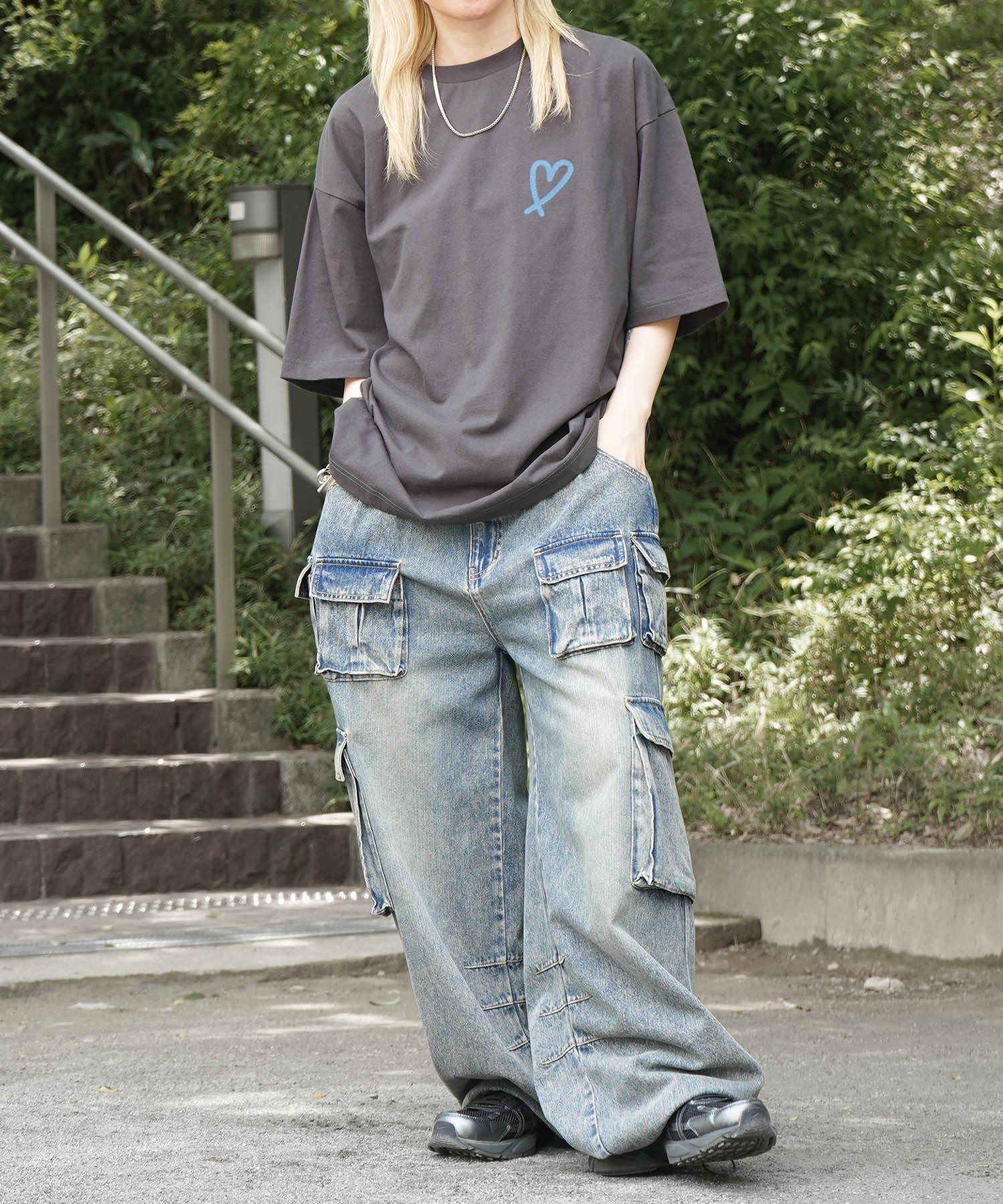25SS スプレーハート ビッグシルエット バックプリント 半袖Tシャツ ワンポイント