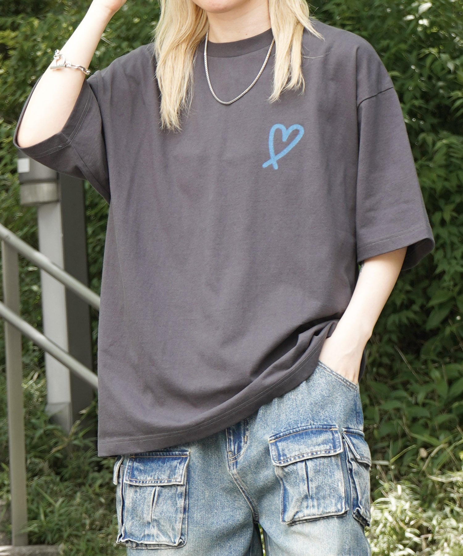 25SS スプレーハート ビッグシルエット バックプリント 半袖Tシャツ ワンポイント