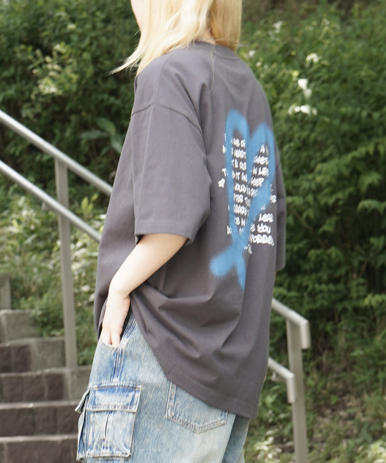 25SS スプレーハート ビッグシルエット バックプリント 半袖Tシャツ ワンポイント
