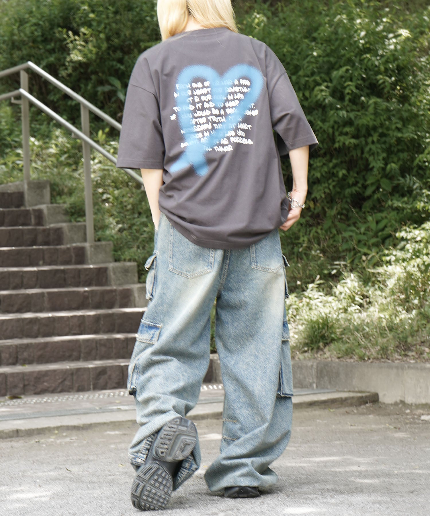 25SS スプレーハート ビッグシルエット バックプリント 半袖Tシャツ ワンポイント