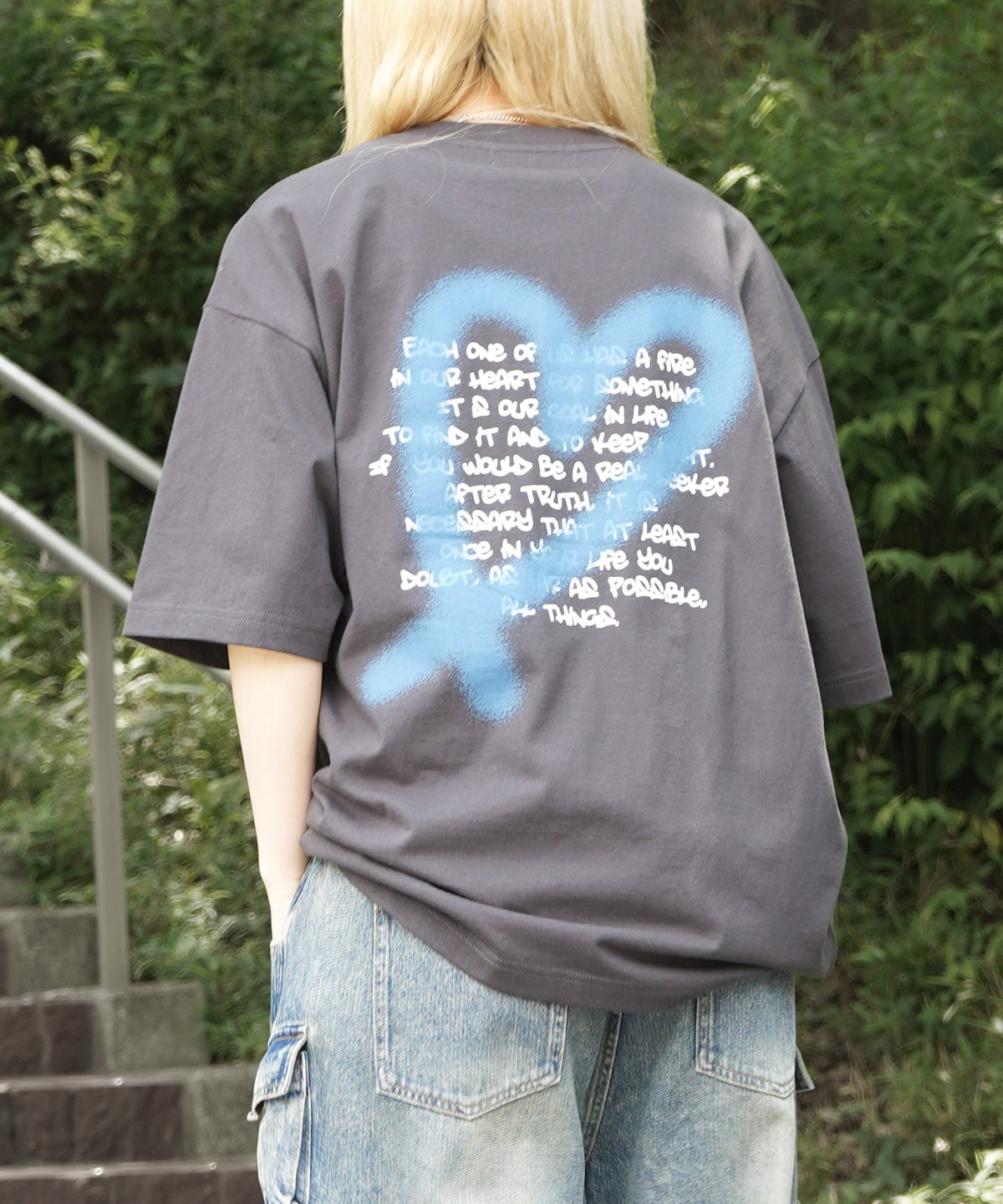 25SS スプレーハート ビッグシルエット バックプリント 半袖Tシャツ ワンポイント