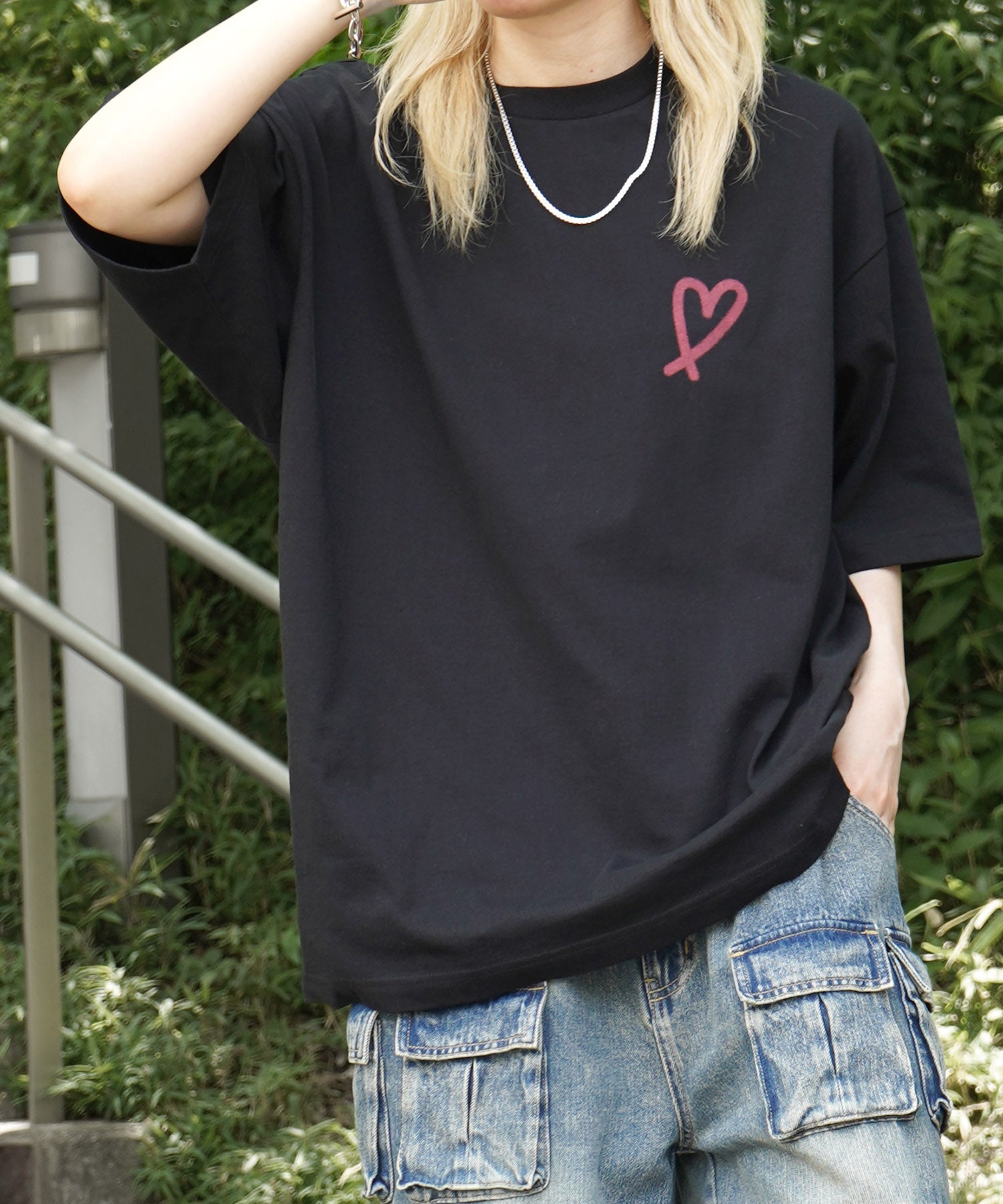 25SS スプレーハート ビッグシルエット バックプリント 半袖Tシャツ ワンポイント