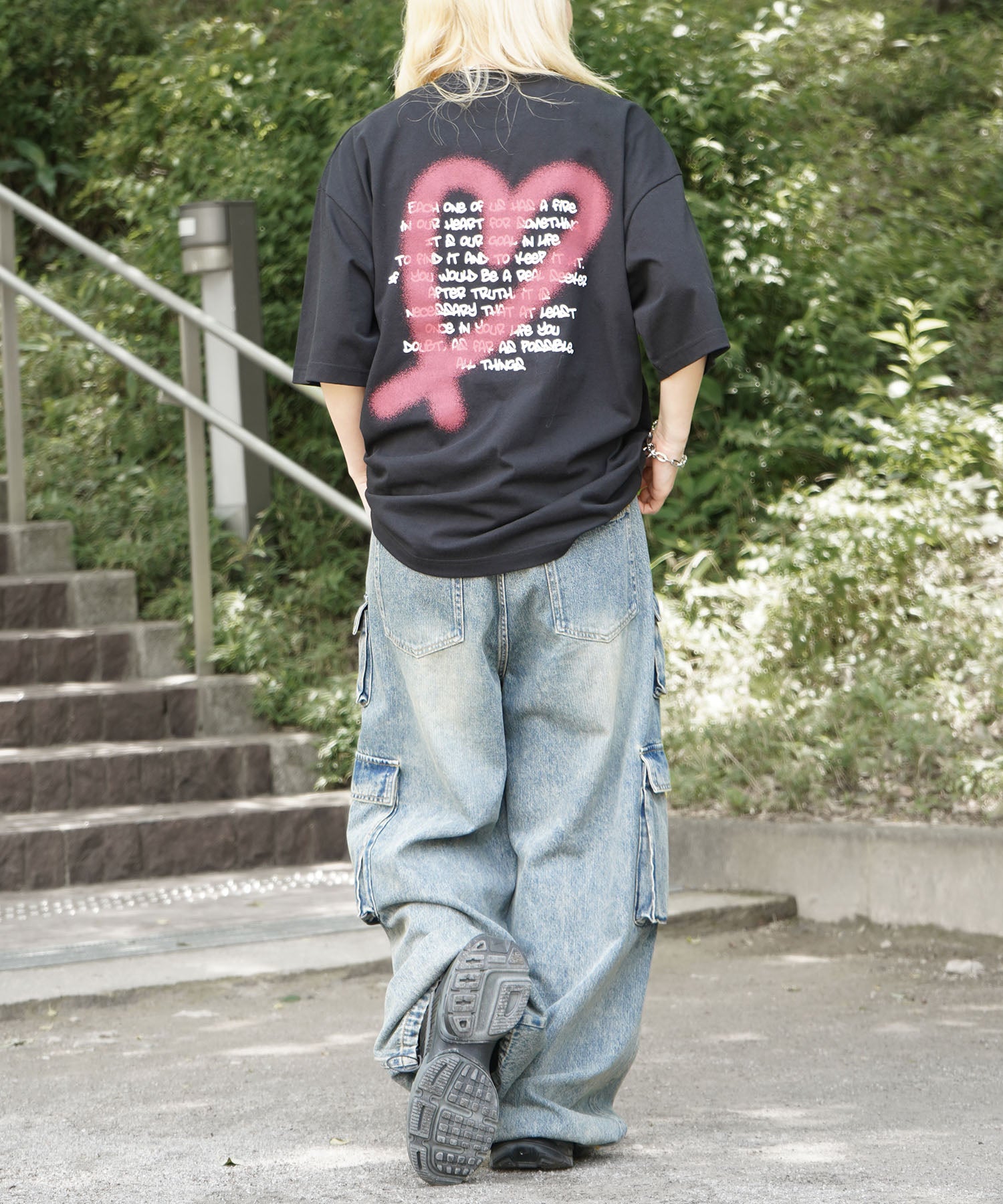 25SS スプレーハート ビッグシルエット バックプリント 半袖Tシャツ ワンポイント