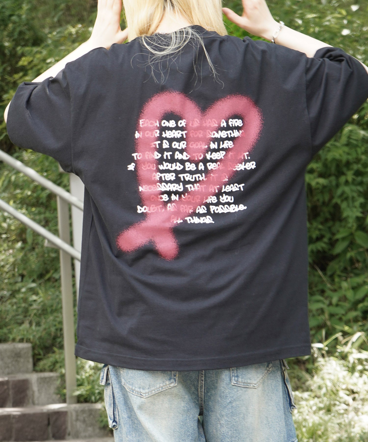 25SS スプレーハート ビッグシルエット バックプリント 半袖Tシャツ ワンポイント