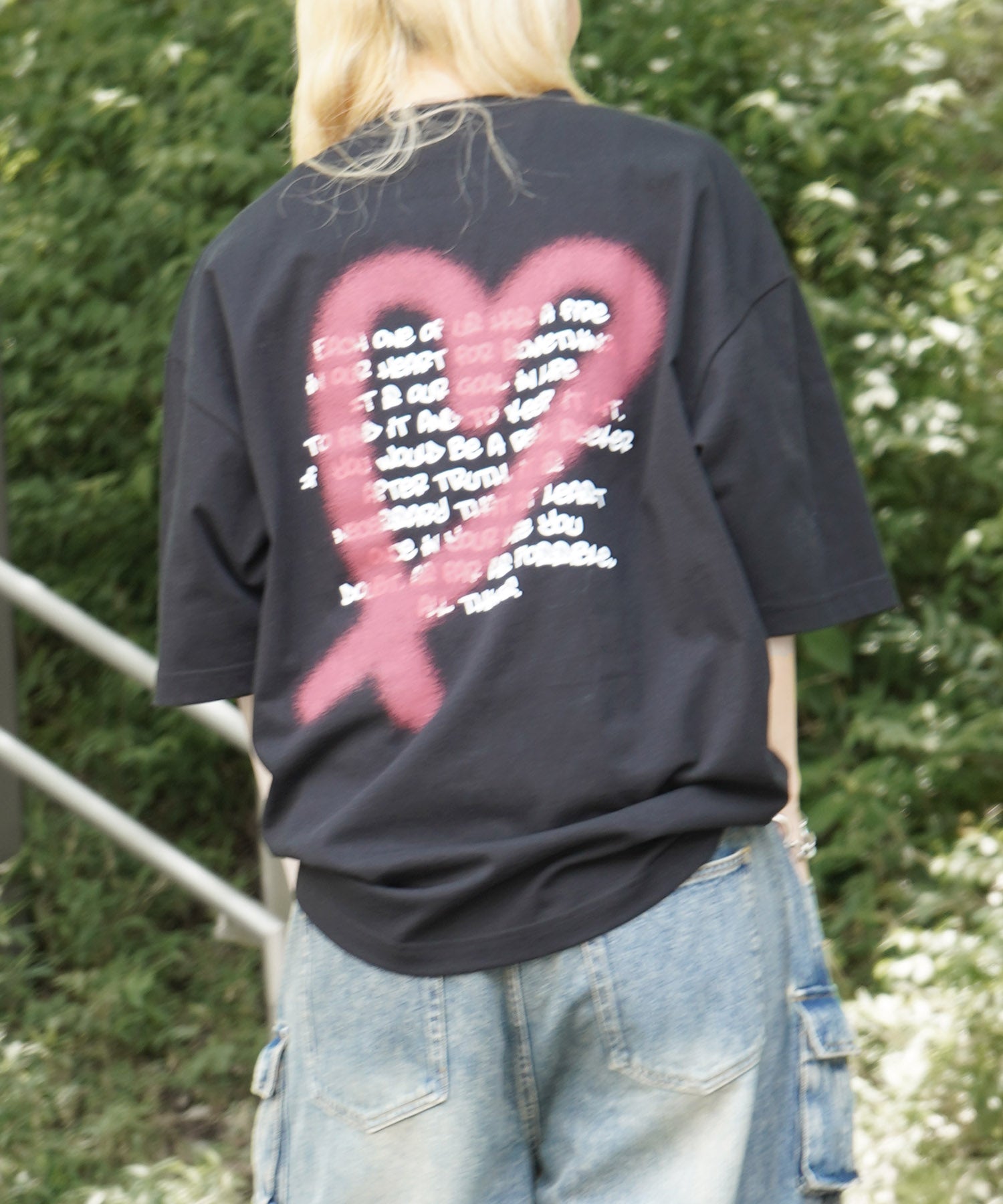 25SS スプレーハート ビッグシルエット バックプリント 半袖Tシャツ ワンポイント
