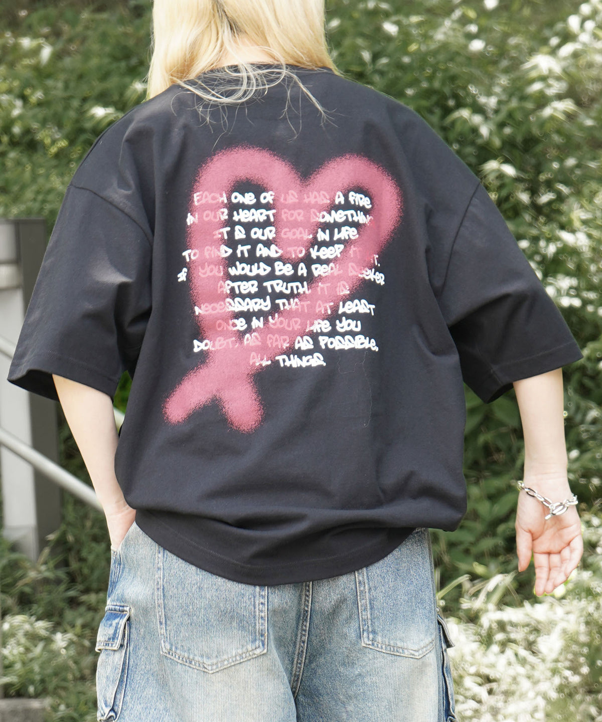 25SS スプレーハート ビッグシルエット バックプリント 半袖Tシャツ ワンポイント