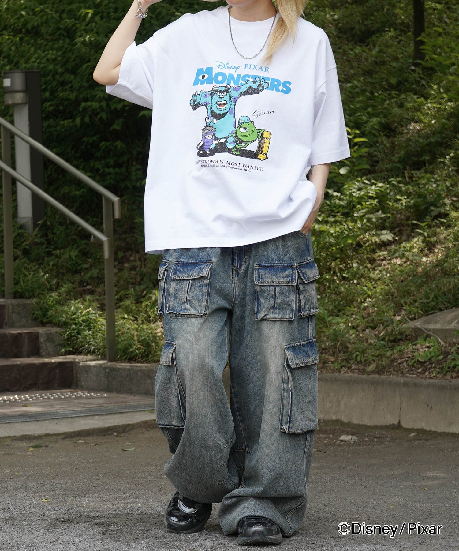 25SS【Disney Pixar / ディズニーピクサー】モンスターズ・インク ビッグシルエット半袖プリントTシャツ