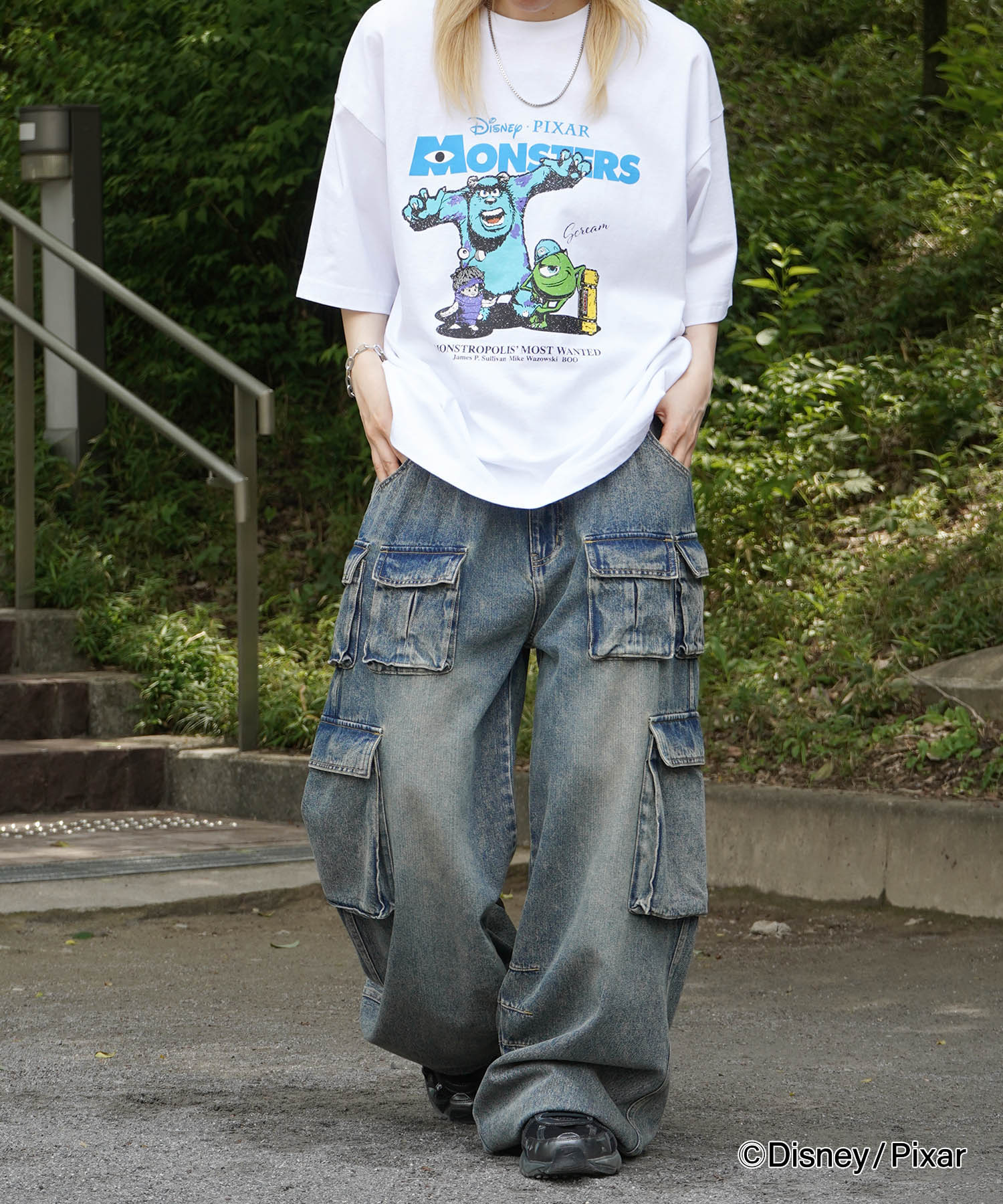 25SS【Disney Pixar / ディズニーピクサー】モンスターズ・インク ビッグシルエット半袖プリントTシャツ