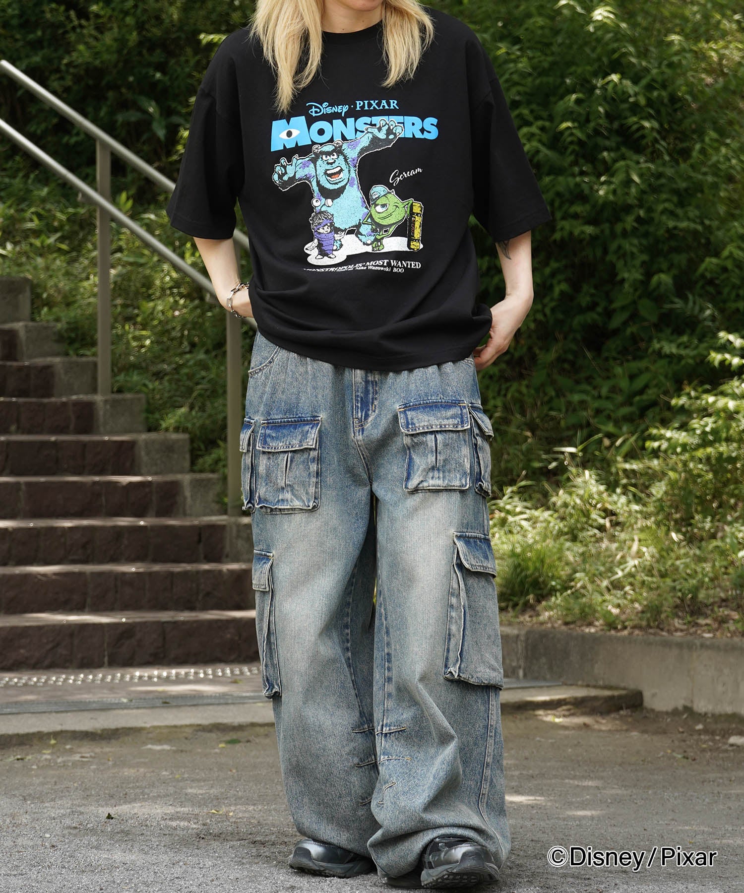 25SS【Disney Pixar / ディズニーピクサー】モンスターズ・インク ビッグシルエット半袖プリントTシャツ